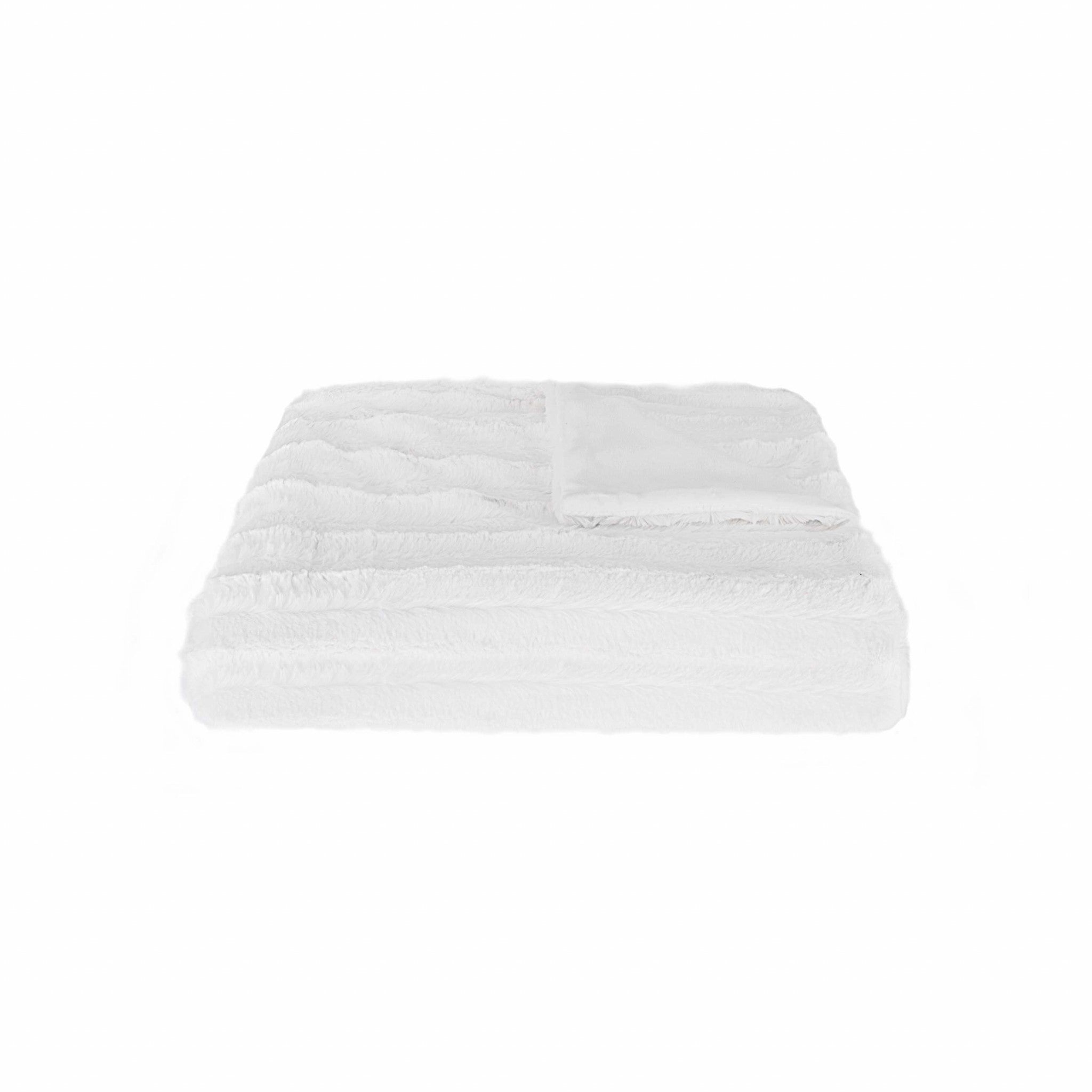 50" x 70" x 2" Off White, Faux Fur - Throw