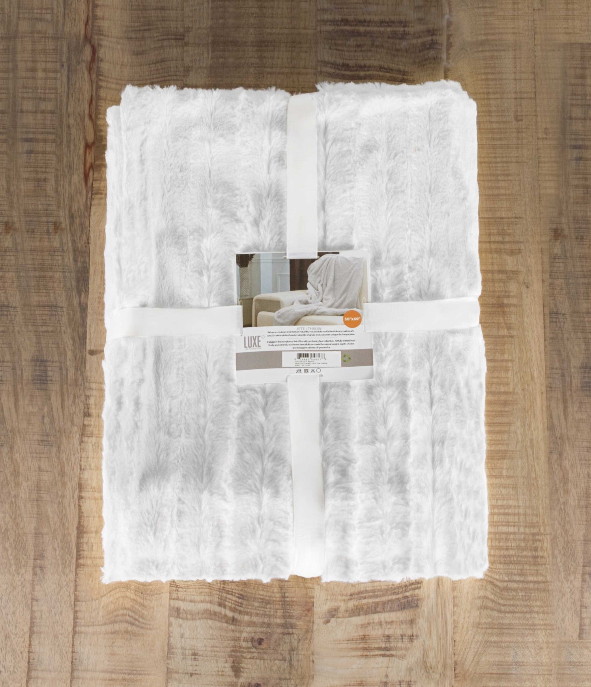 50" x 70" x 2" Off White, Faux Fur - Throw