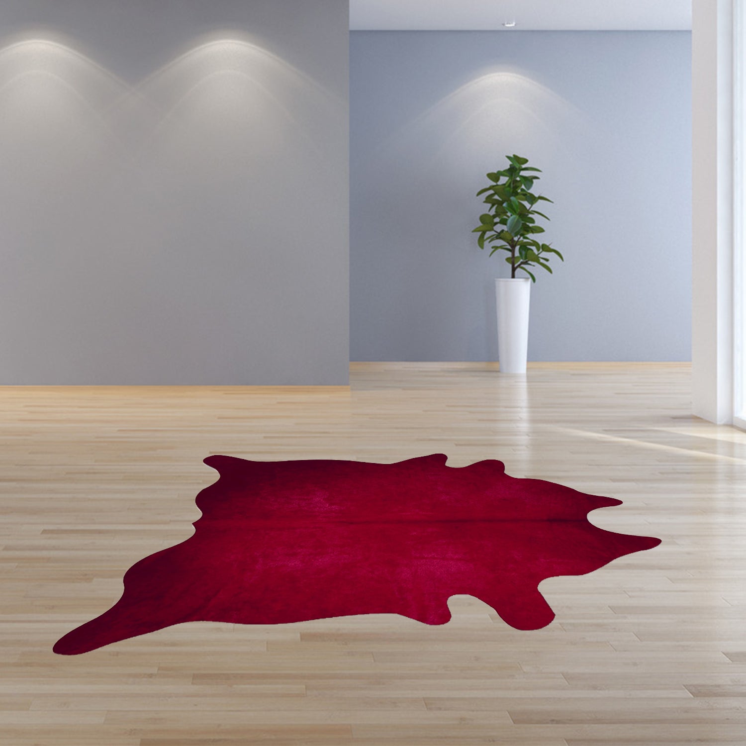 72" x 84" Burgundy Cowhide  Rug