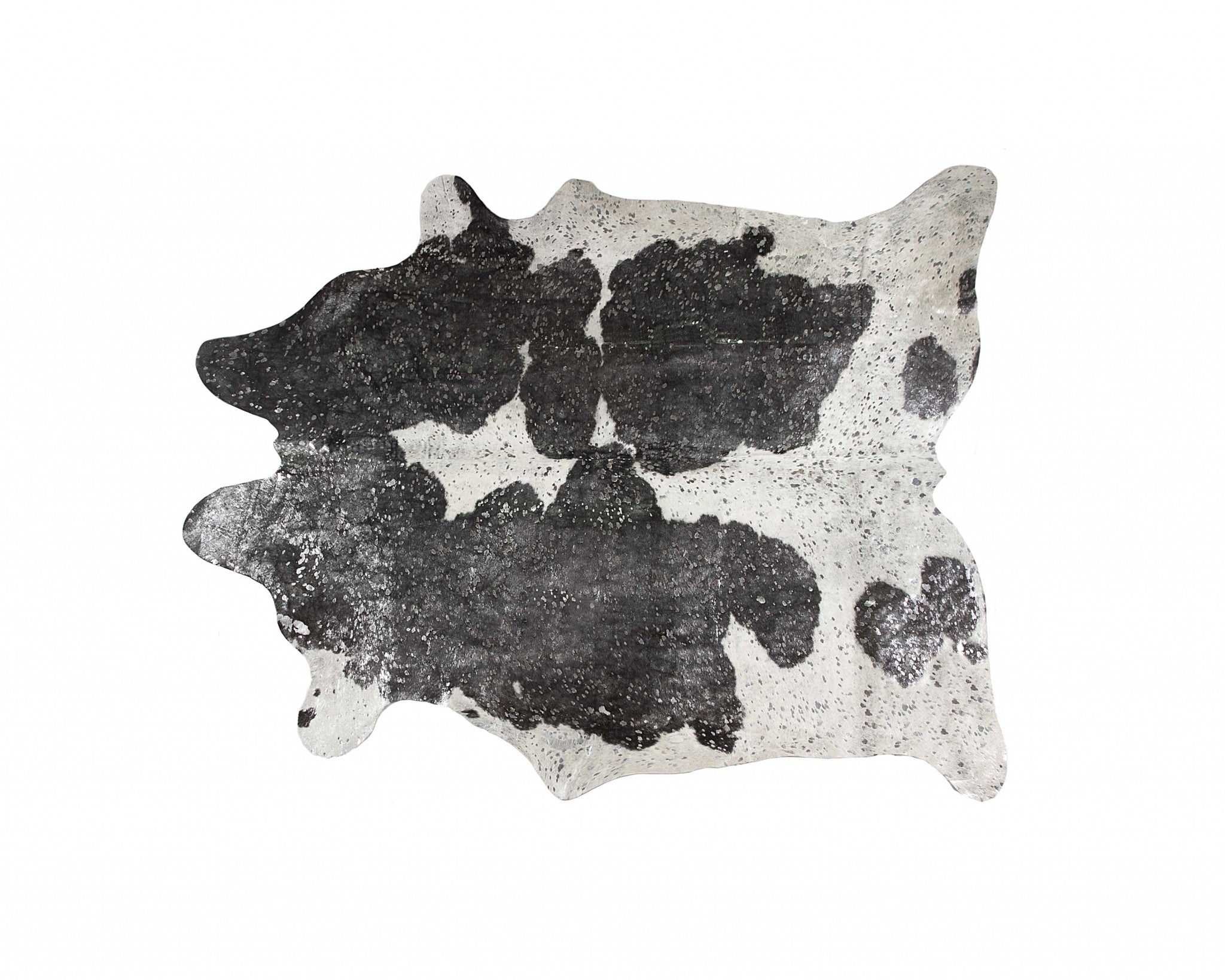 72" x 84" Silver Black & White Cowhide  Rug