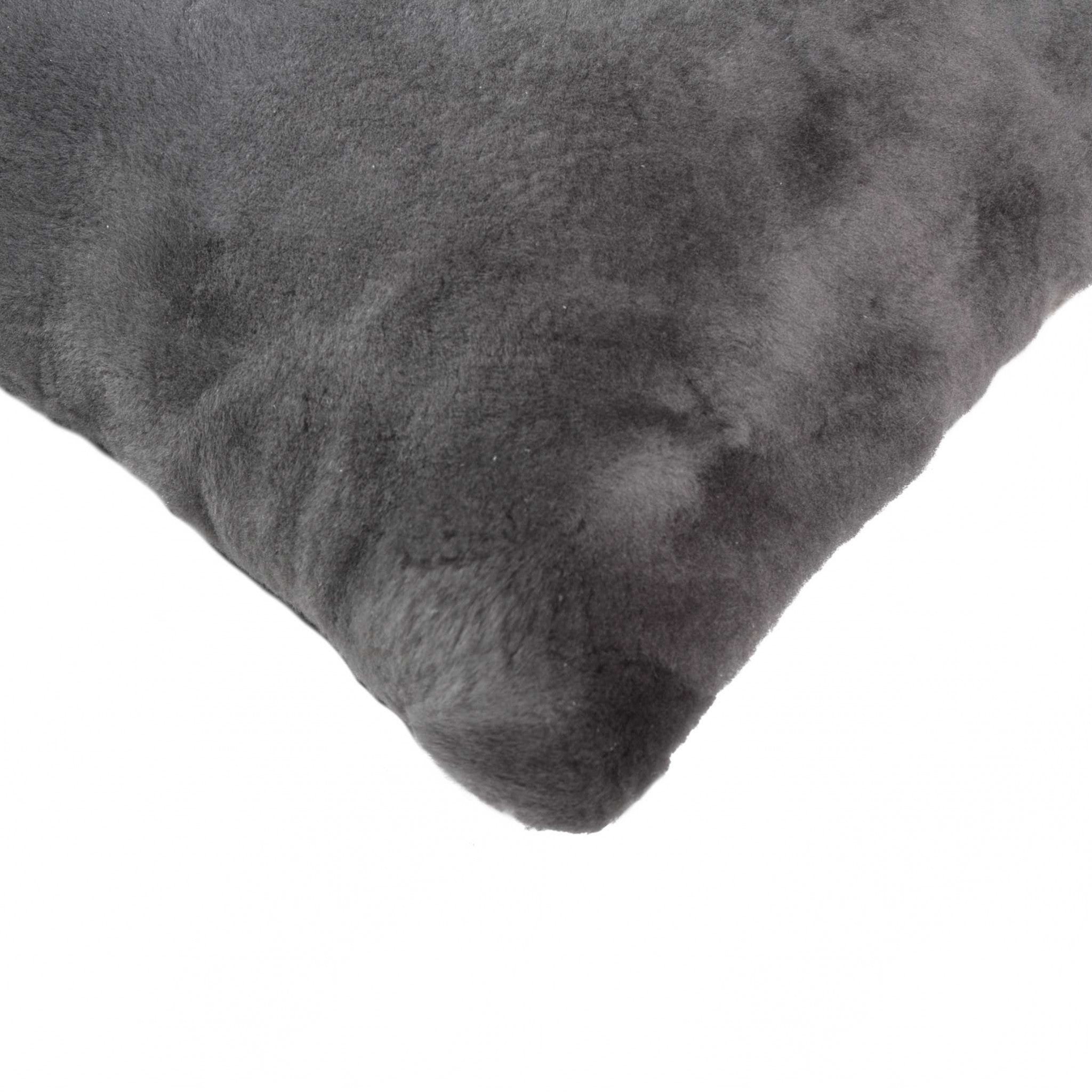 12" x 20" x 5" Grey Sheepskin - Pillow