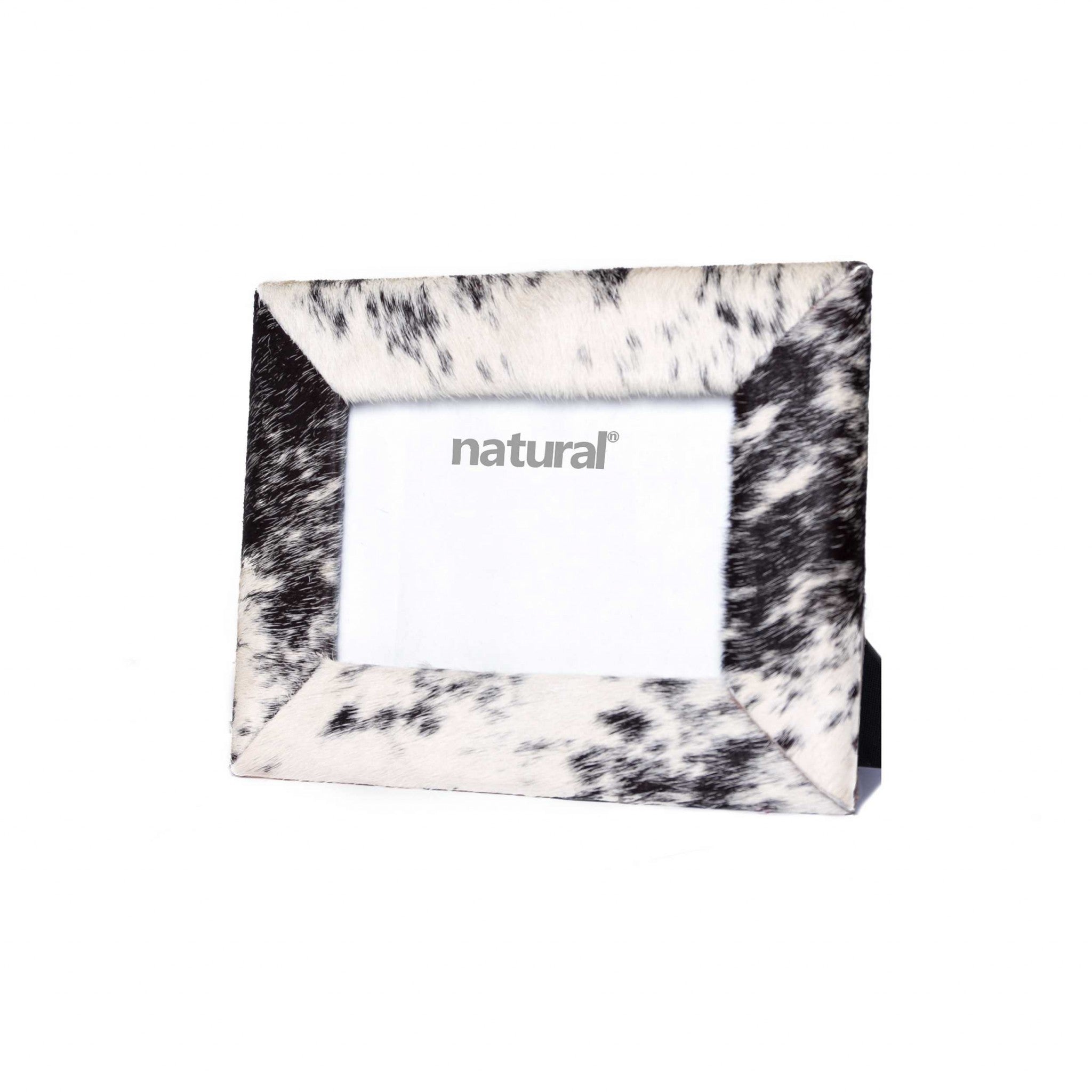 7" x 9" Black/White, Cowhide - 4" x 6" Picture Frame