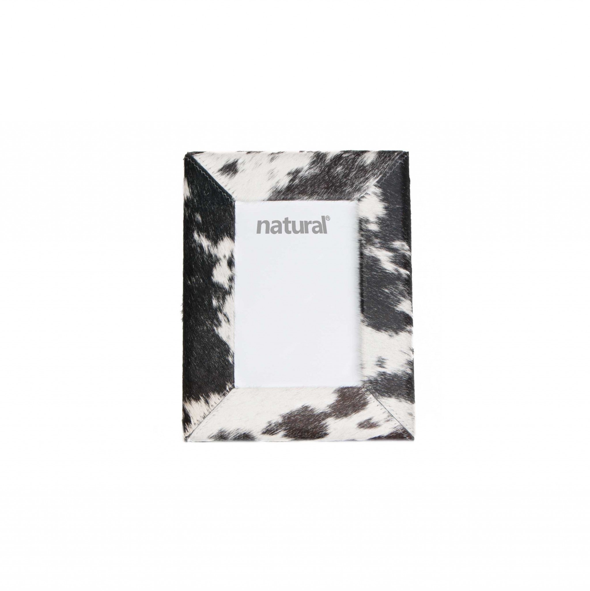 7" x 9" Black/White, Cowhide - 4" x 6" Picture Frame