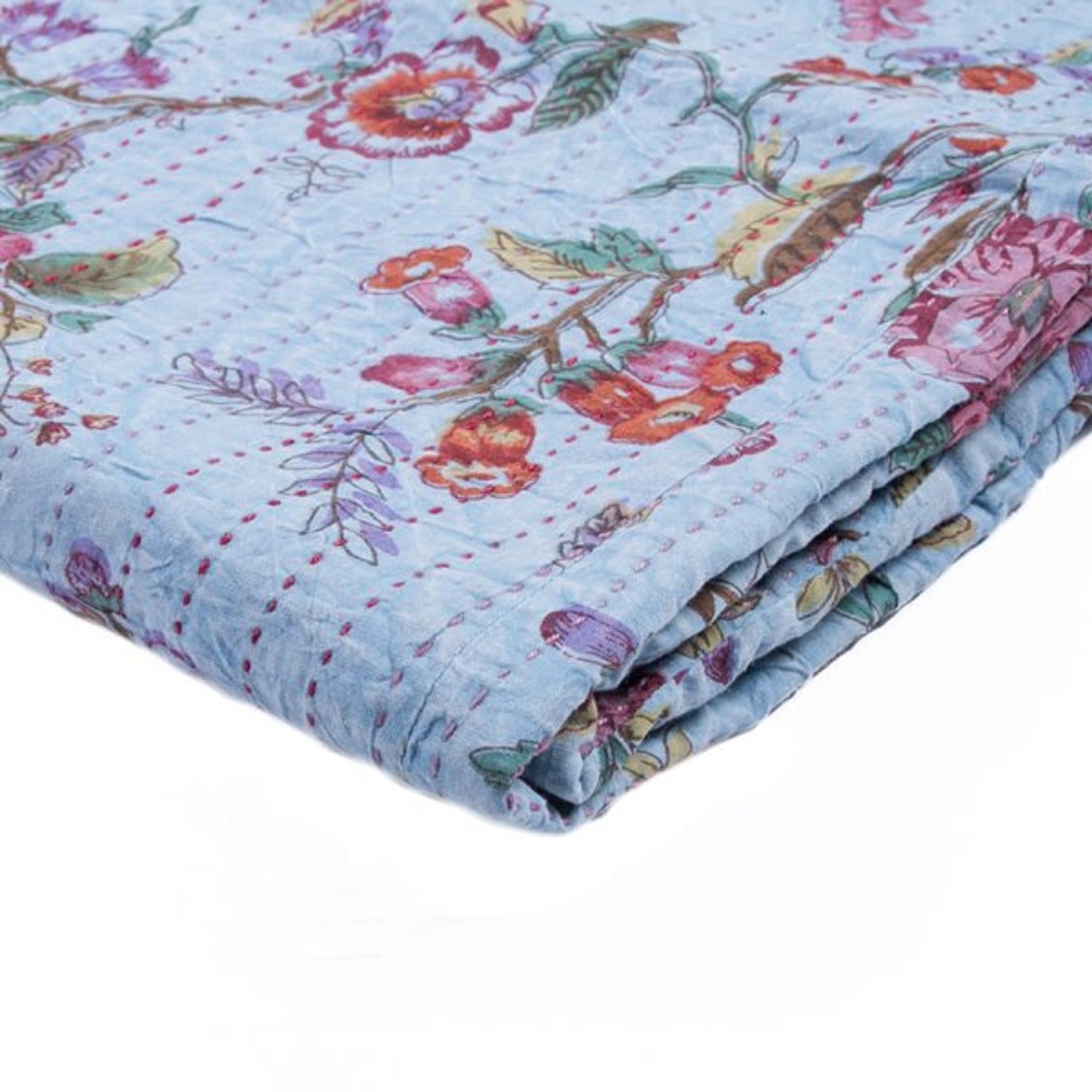 50" x 70" Multicolored, Kantha Cotton - Throw