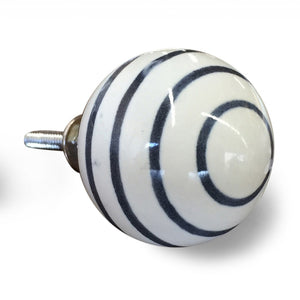 1.5" x 1.5" x 1.5" White/Navy Handpainted, Ceramic - Knobs 8-Pack
