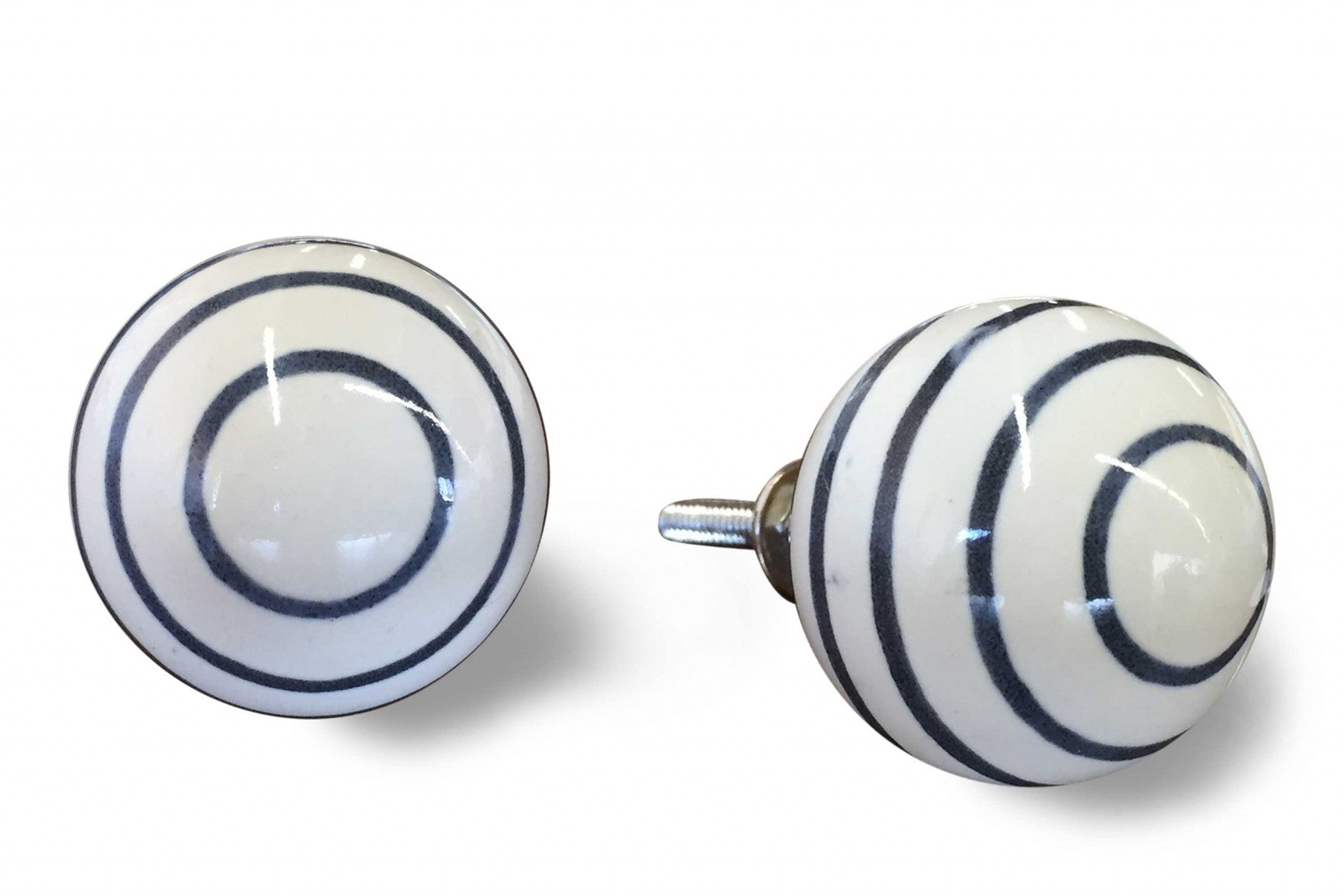 1.5" x 1.5" x 1.5" White and Navy - Knobs 12-Pack