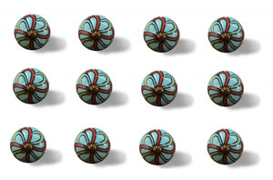 1.5" x 1.5" x 1.5" Turquoise, Red and Green - Knobs 12-Pack