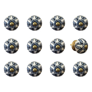 1.5" x 1.5" x 1.5" White, Blue and Black - Knobs 12-Pack