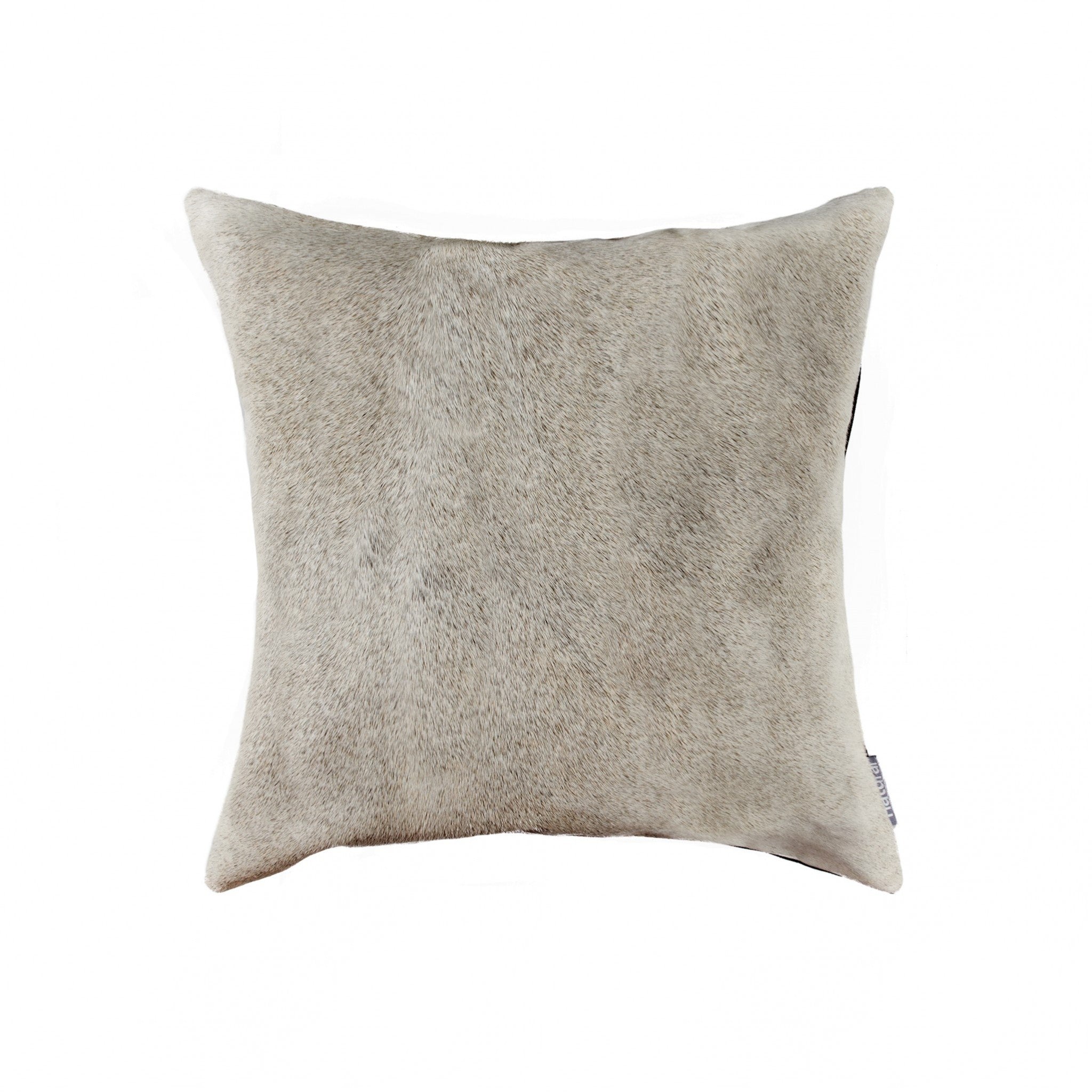 5" x 18" x 18" Cowhide, Microsuede, Polyfill Natural & Light Grey Pillow