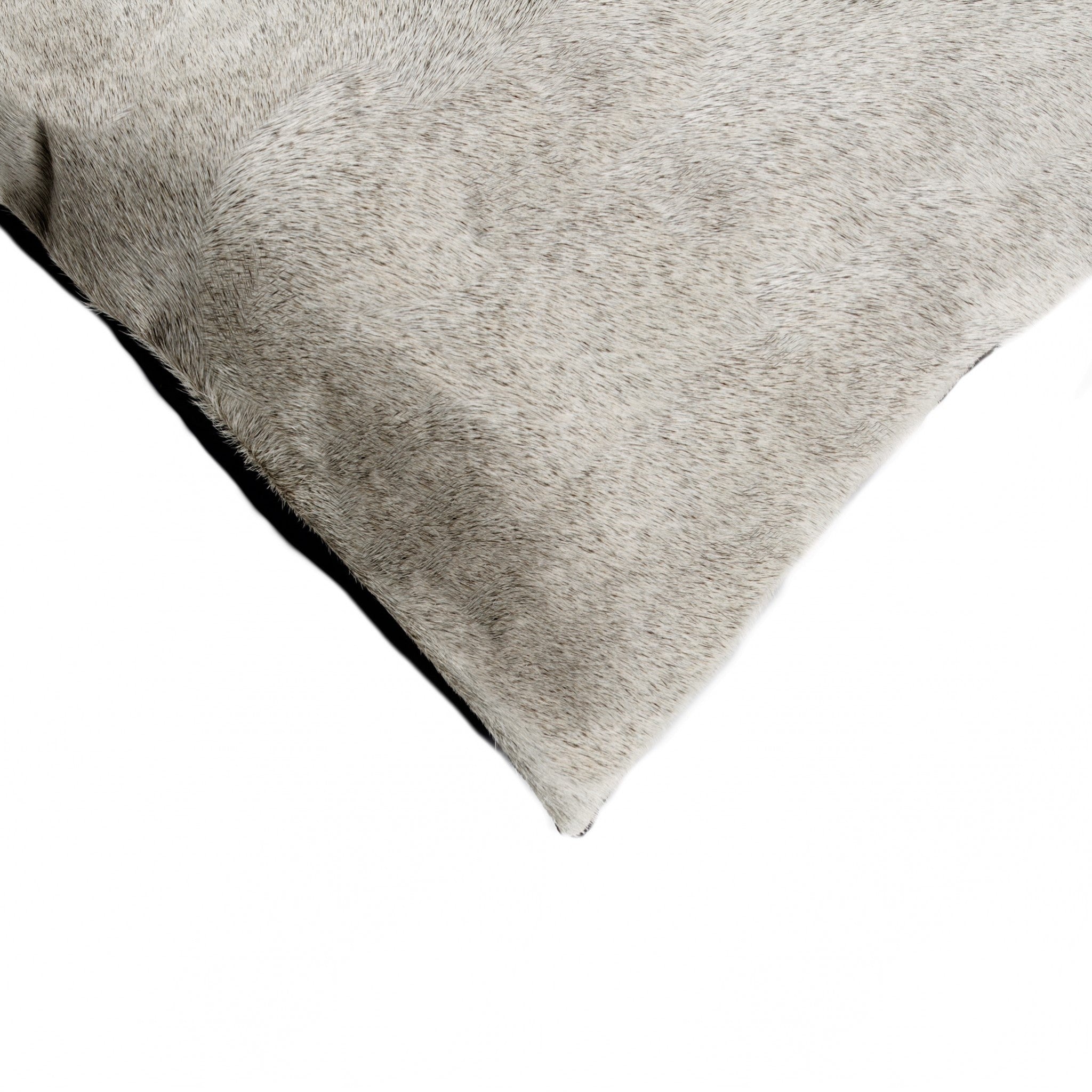 5" x 18" x 18" Cowhide, Microsuede, Polyfill Natural & Light Grey Pillow