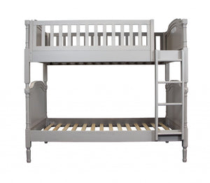 81" X 43" X 75" Twin Over Twin Antique Gray And Pearl Pu Bunk Bed