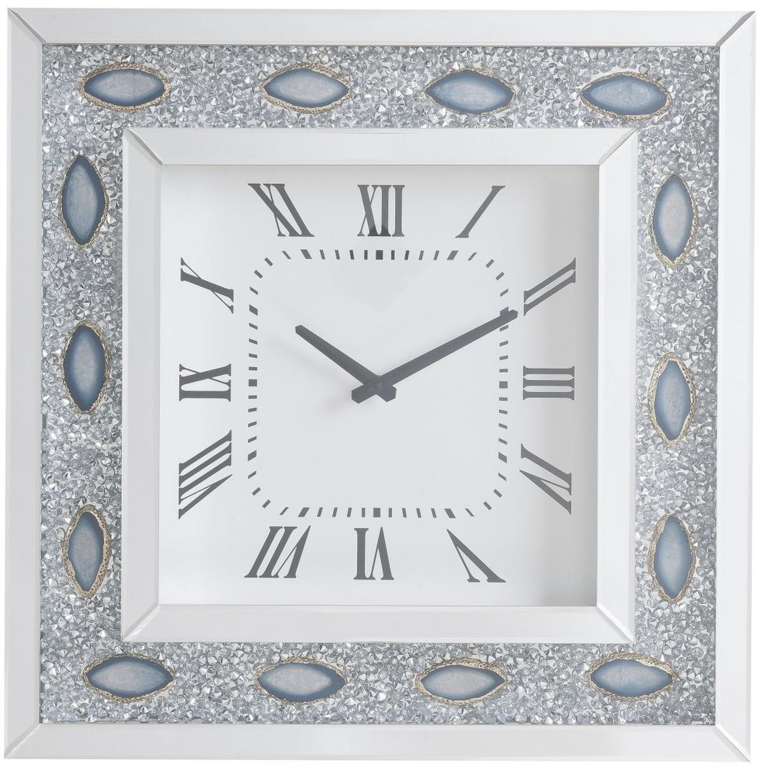 20" X 2" X 20"  Mirrored And Faux Agate Analog Wall Clock