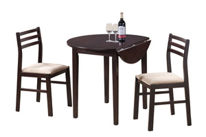 68" x 66.5" x 95" Cappuccino Beige Foam Solid Wood Polyester Blend  3pcs Dining Set
