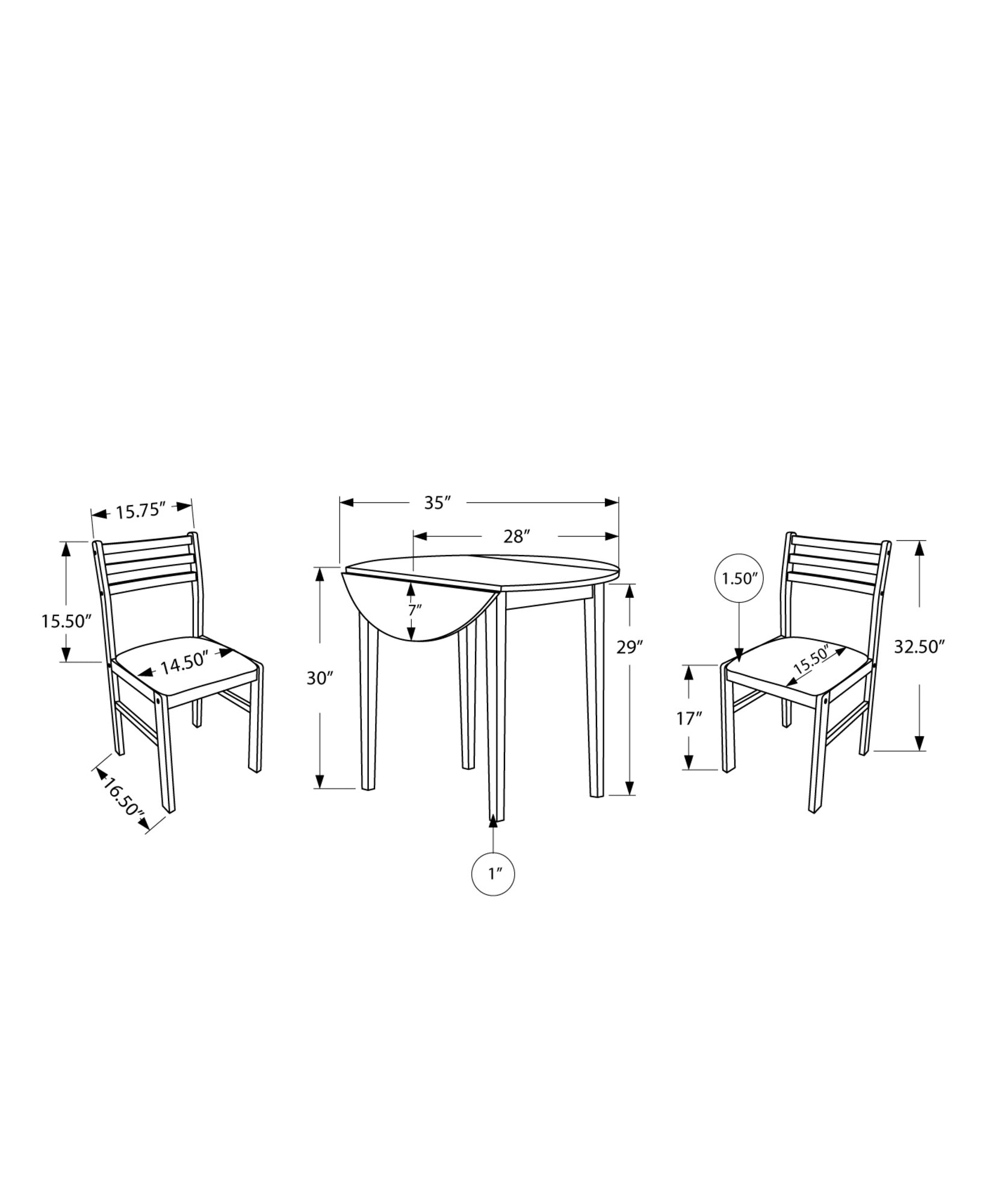 68" x 66.5" x 95" Cappuccino Beige Foam Solid Wood Polyester Blend  3pcs Dining Set
