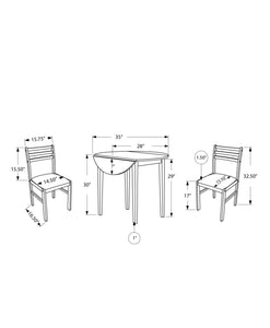 68" x 66.5" x 95" Cappuccino Beige Foam Solid Wood Polyester Blend  3pcs Dining Set