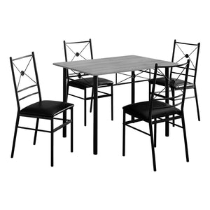 63" x 76" x 102" Grey  Black  Foam  Metal  5pcs Dining Set