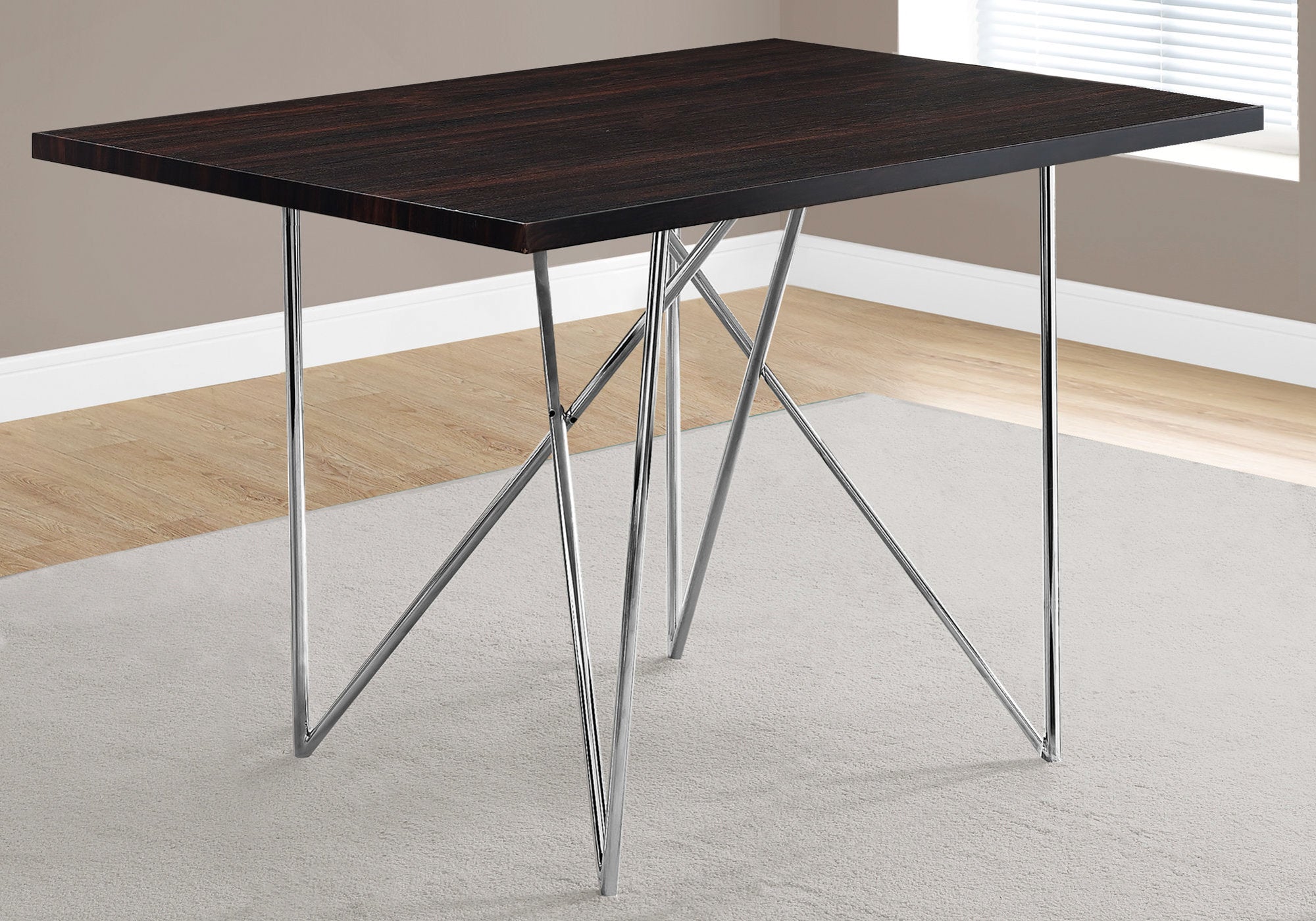 31.5" x 47.5" x 30" Cappuccino Hollow Core Particle Board Metal  Dining Table