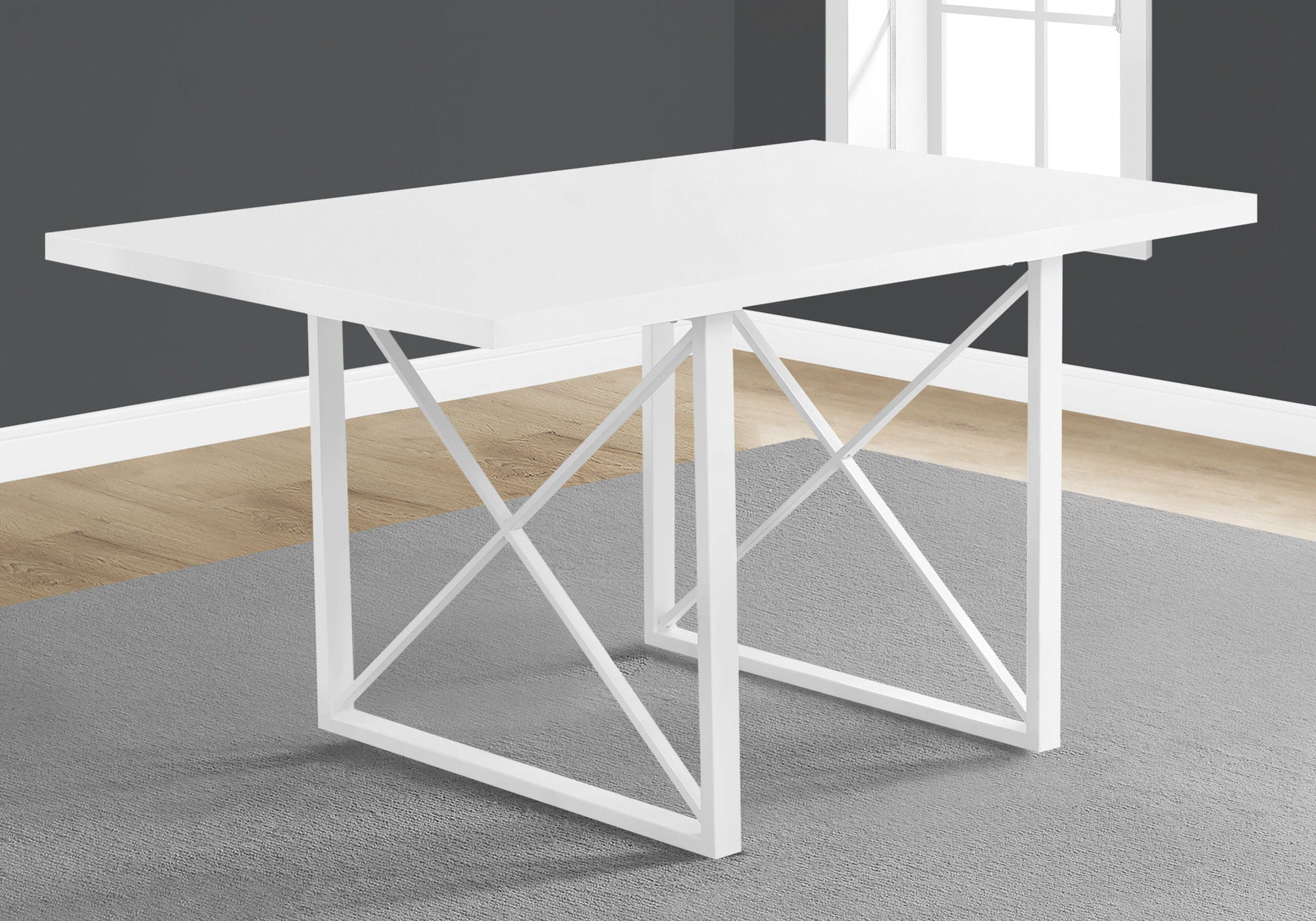 36" x 60" x 30" White  HollowCore  Particle Board  Metal  Dining Table