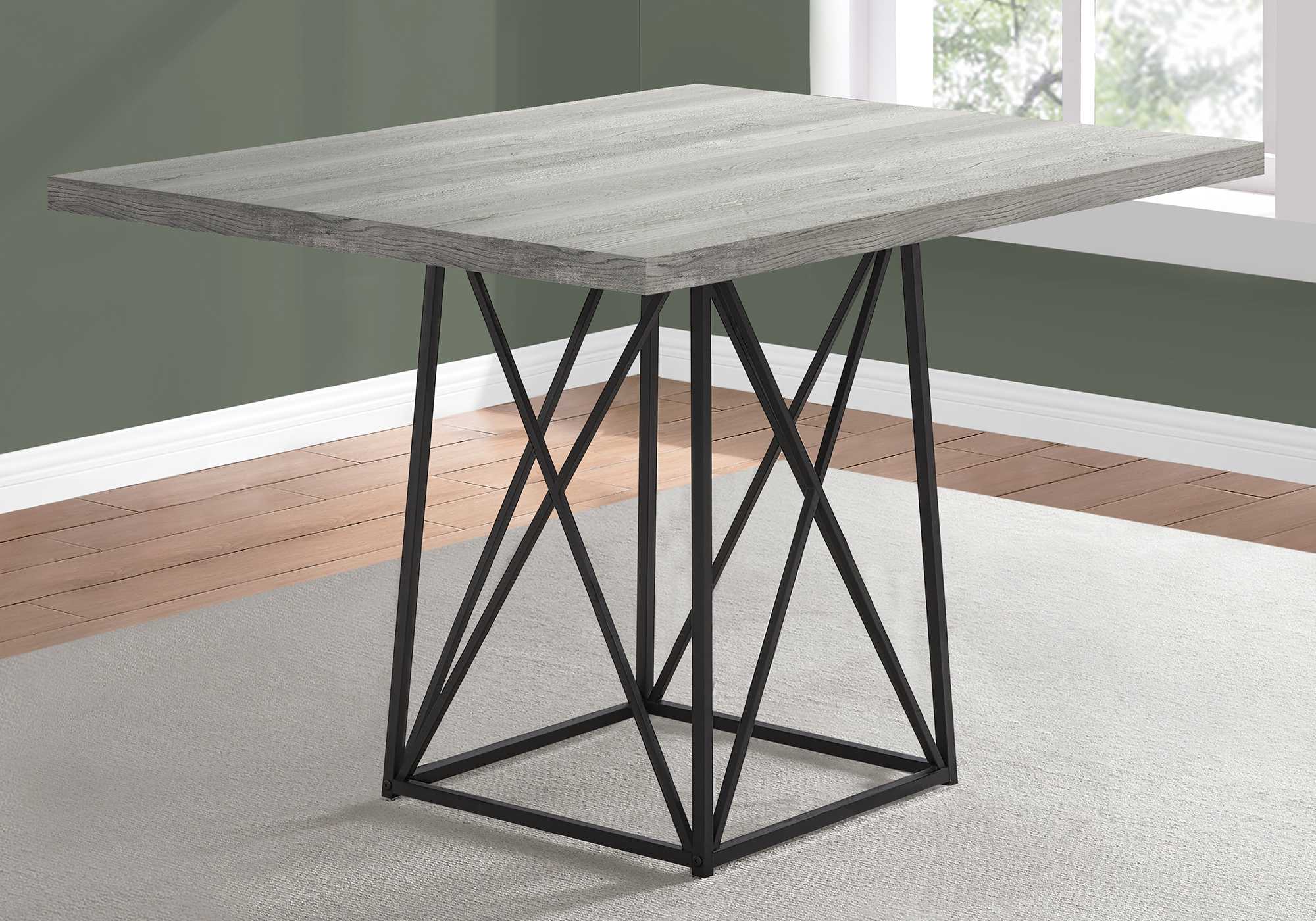 36" x 48" 31" GreywithBlack  Reclaimed Wood  Particle Board and Metal  Dining Table