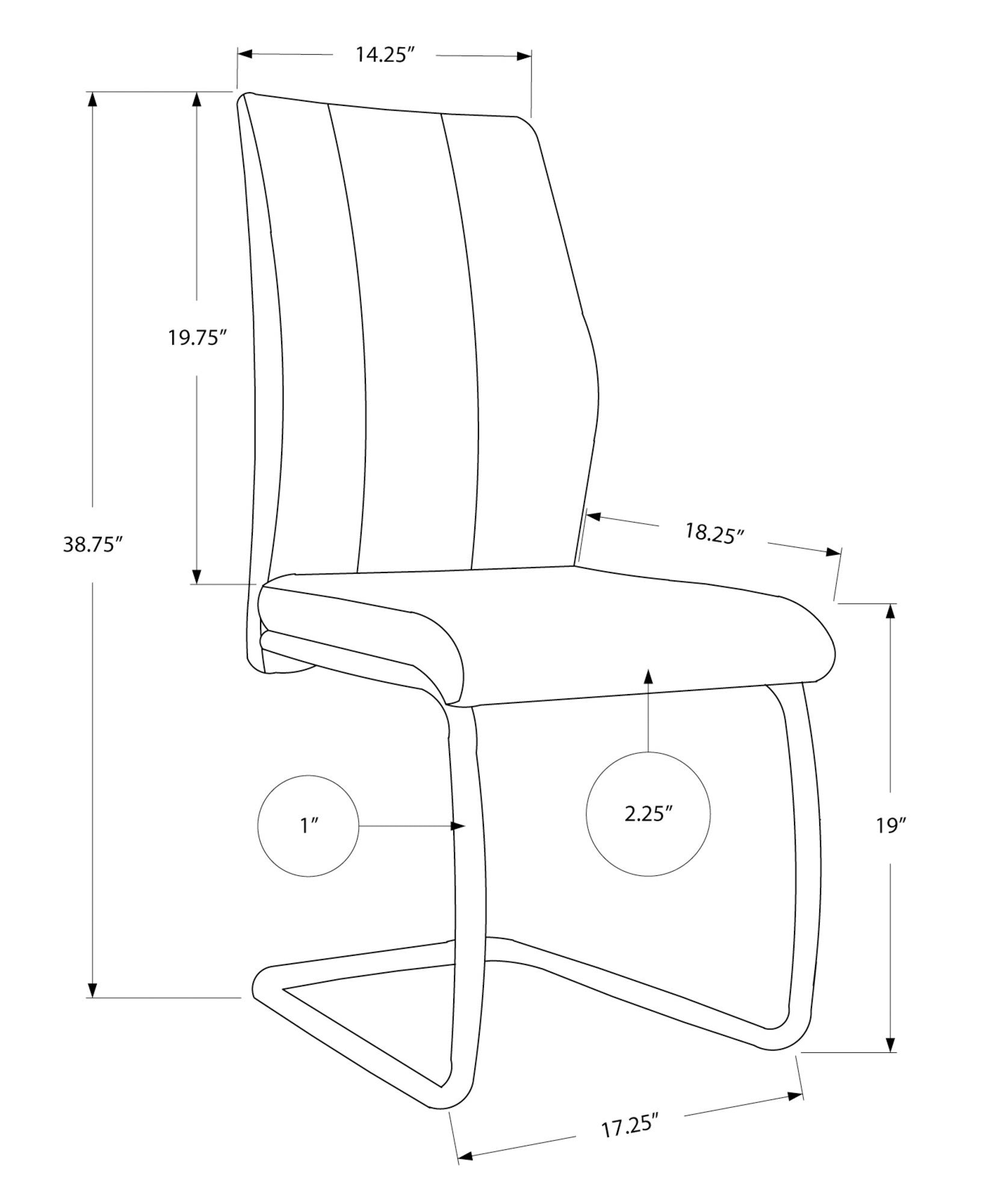 Two 77.5" Fabric Black Metal and Polyester Dining Chairs