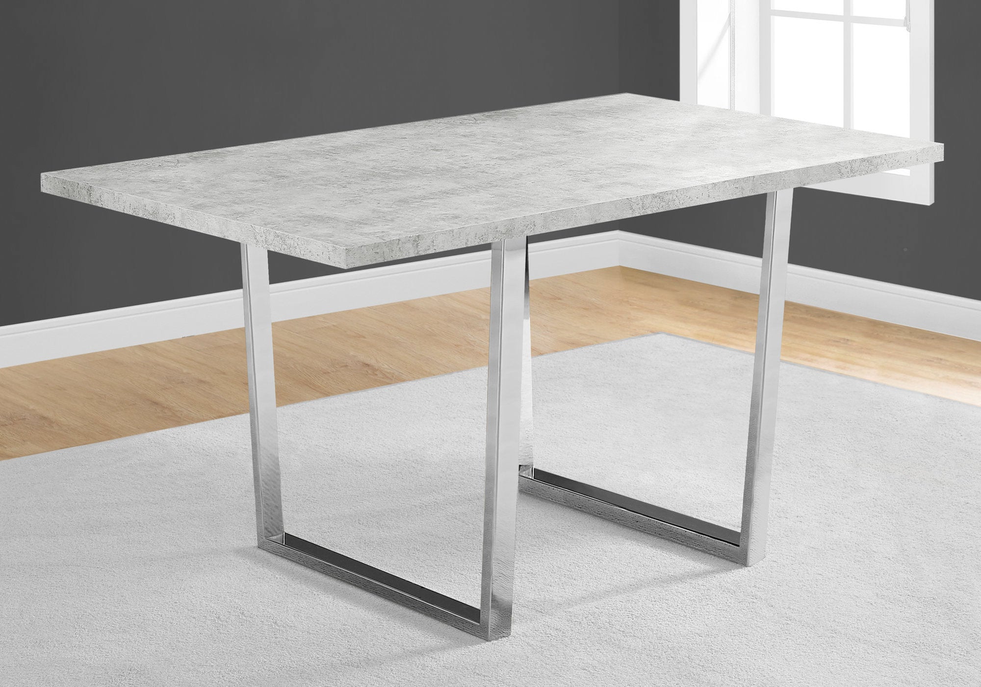 35.5" x 59" x 30.25" Grey Particle Board Metal  Dining Table