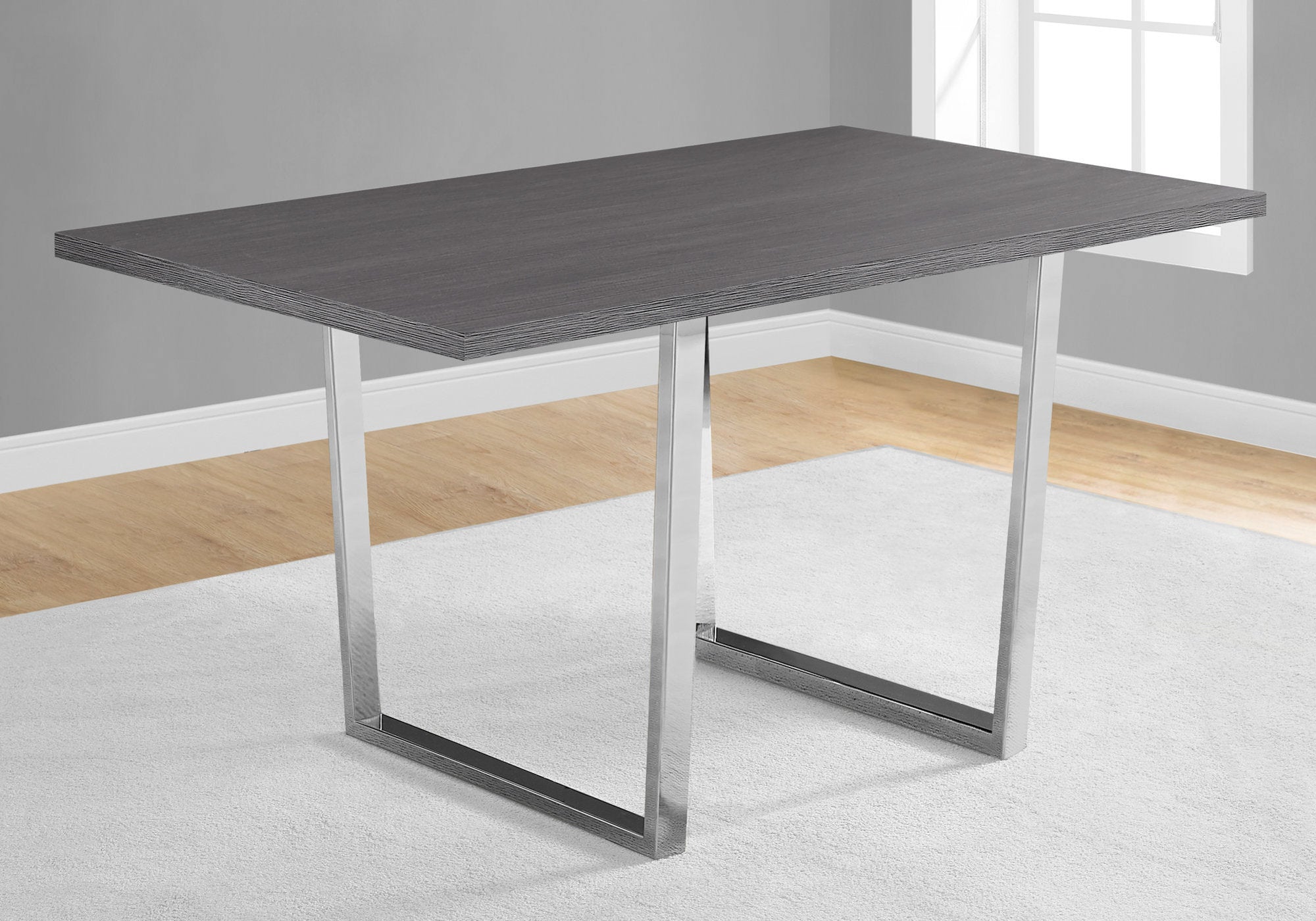 35.5" x 59" x 30.25" Grey Particle Board Metal  Dining Table