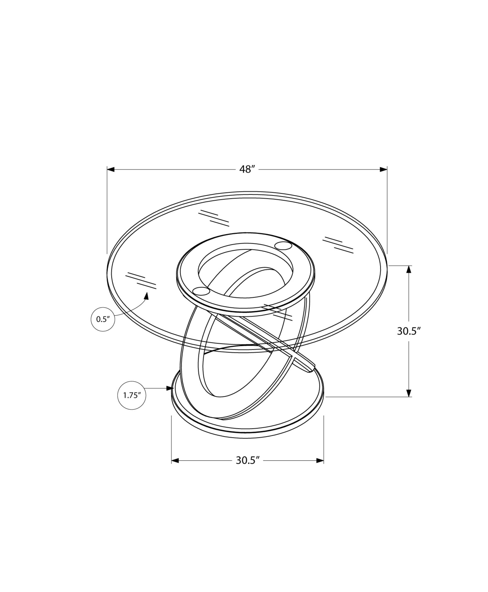 48" x 48" x 30.5" Espresso Clear Glass Solid Wood Tempered Glass  Tempered Glass Dining Table