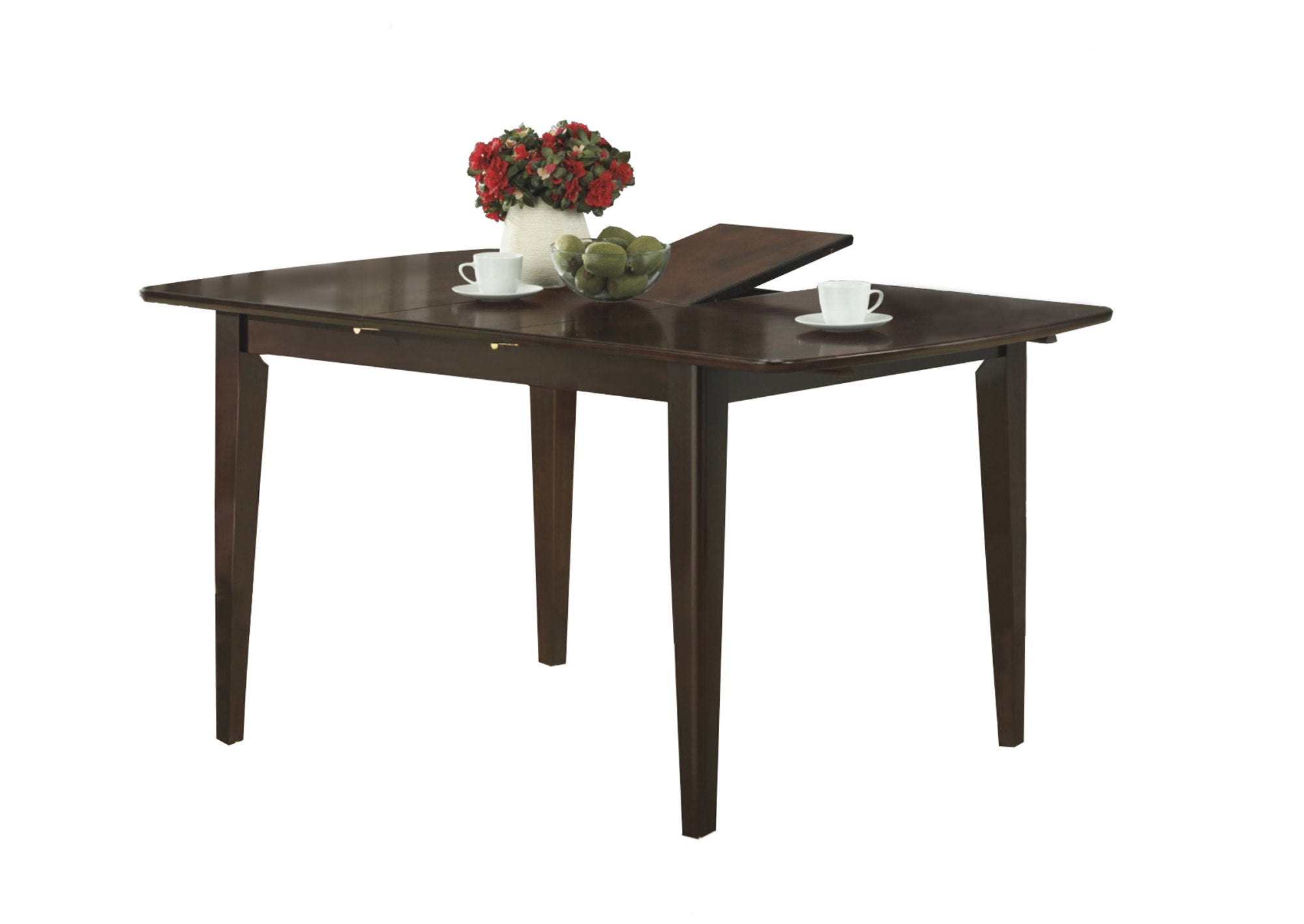 35.5" x 60" x 30" Cappuccino Solid Wood  Dining Table With A Leaf