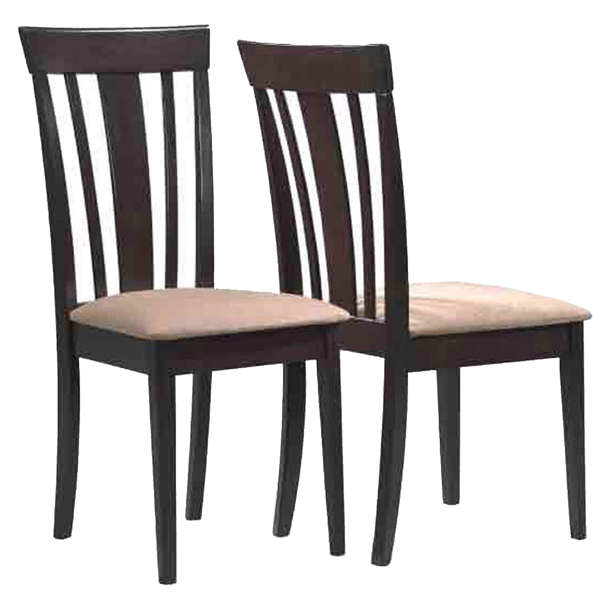 Two 38.25" Cappuccino MDF Brown Microfiber and Foam Dining Chairs