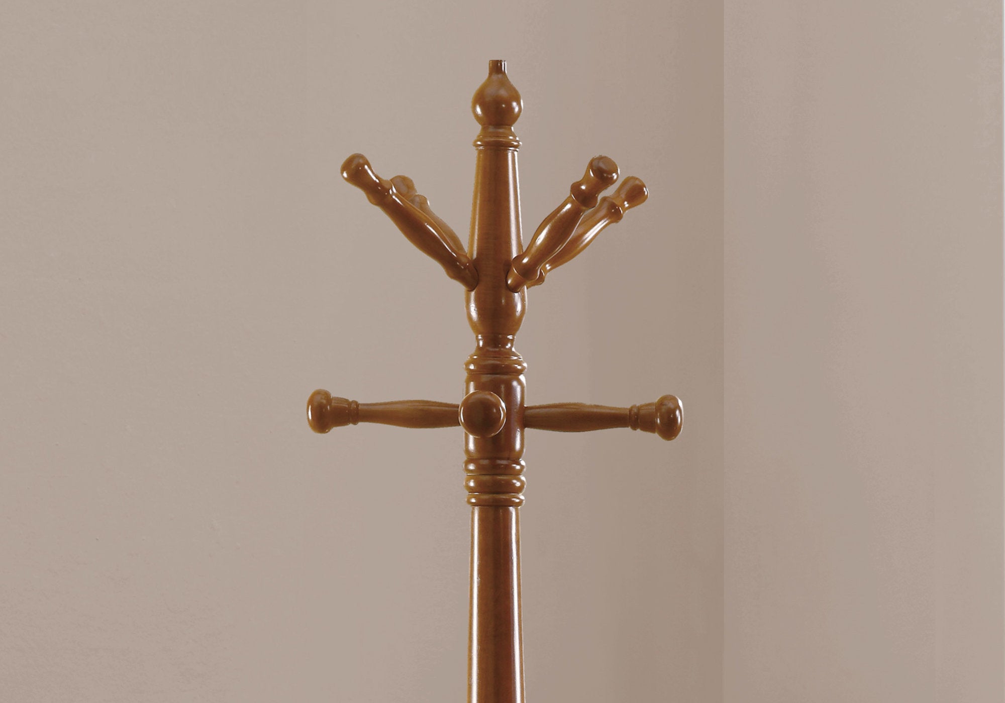 Oak Finish Coat Rack with Triple Tiered Coat Stand