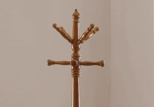 Oak Finish Coat Rack with Triple Tiered Coat Stand