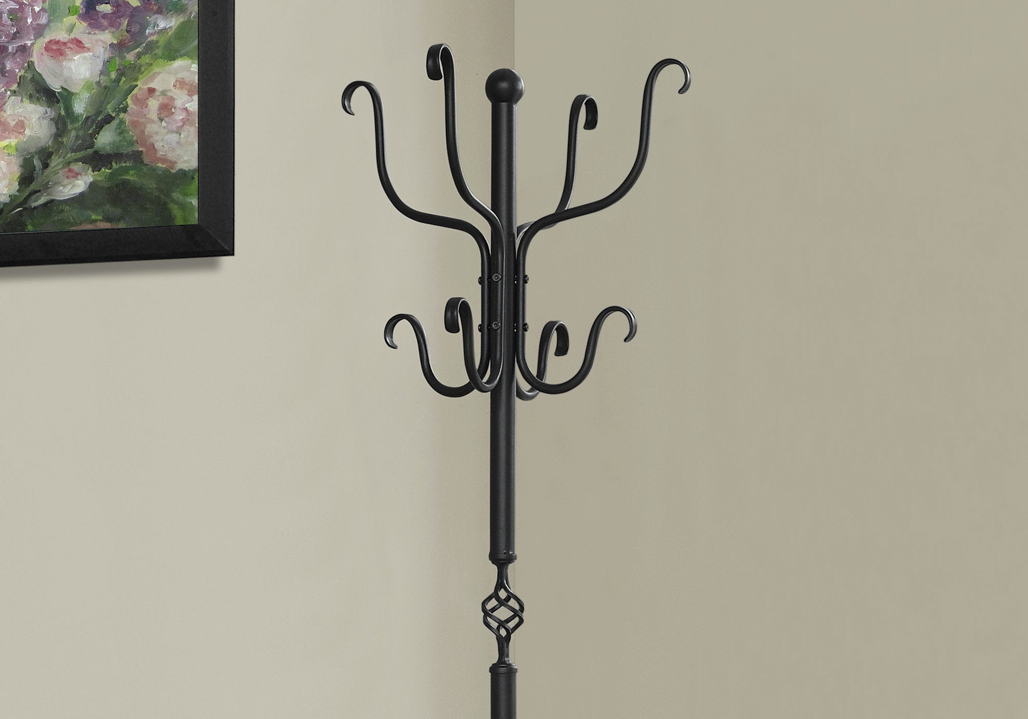 21" x 21" x 74" Black  Metal  Coat Rack