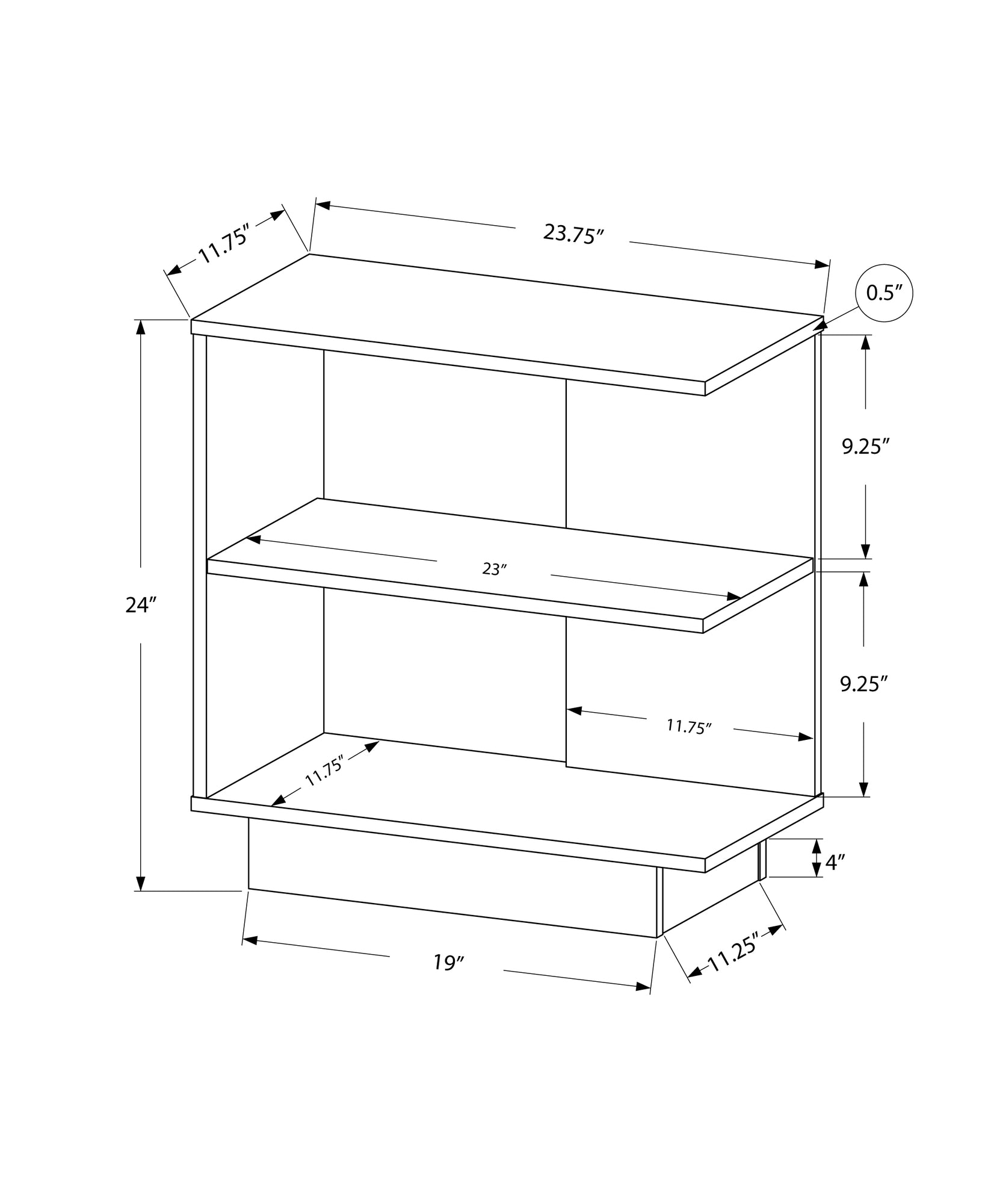 11.5" x 23.5" x 24" Cappuccino Particle Board Laminate  Accent Table