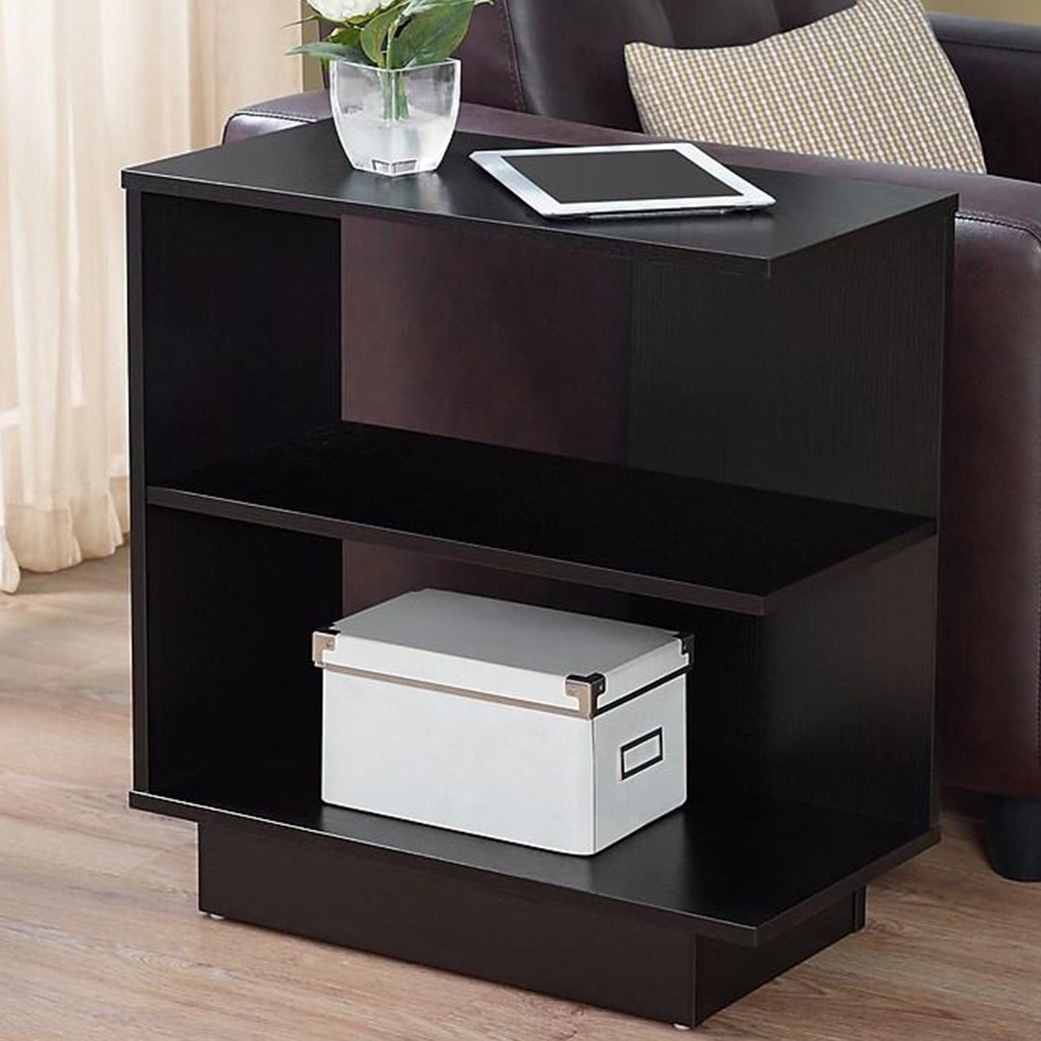 11.5" x 23.5" x 24" Cappuccino Particle Board Laminate  Accent Table