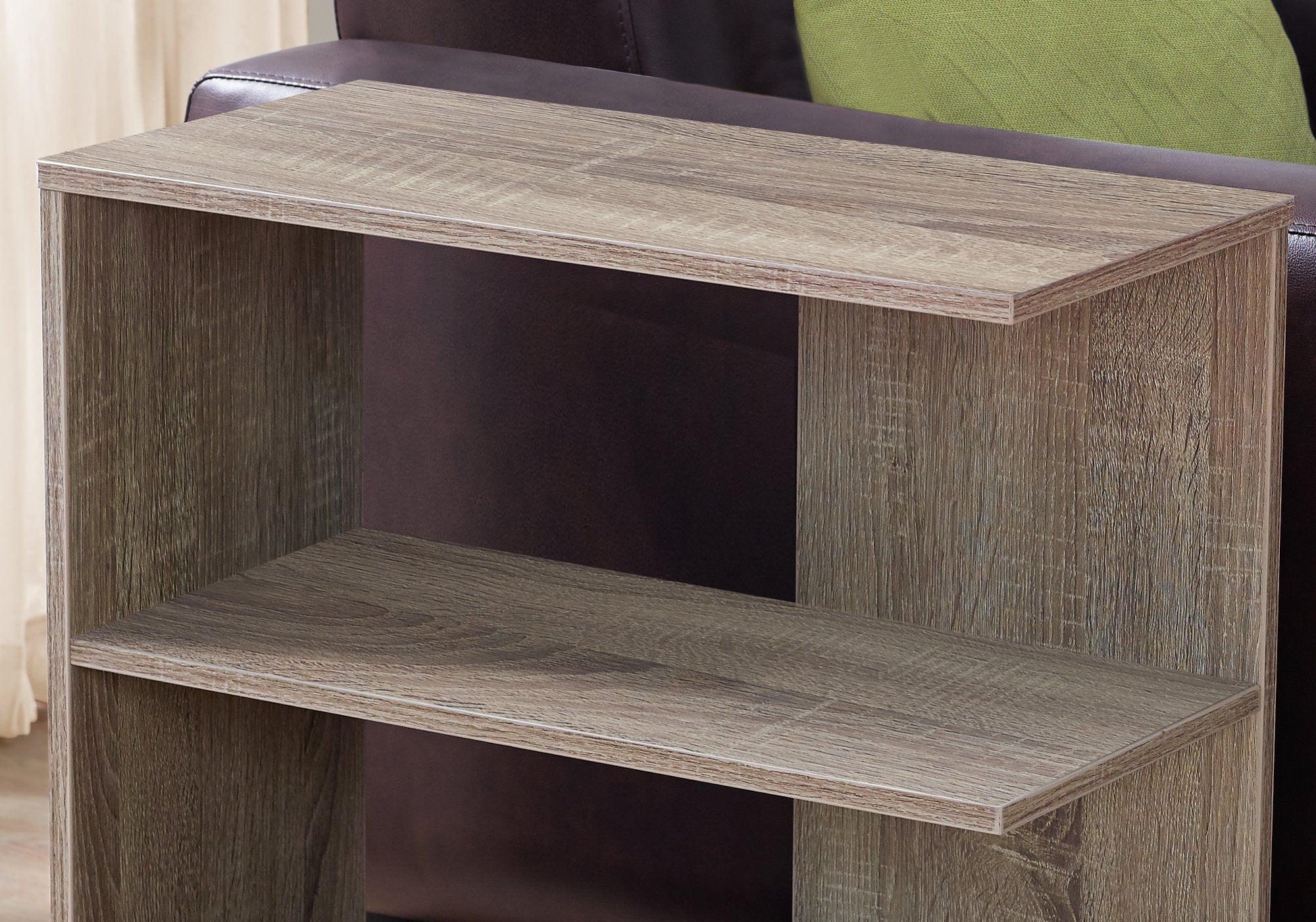 11.5" x 23.5" x 24" Dark Taupe Particle Board Laminate  Accent Table