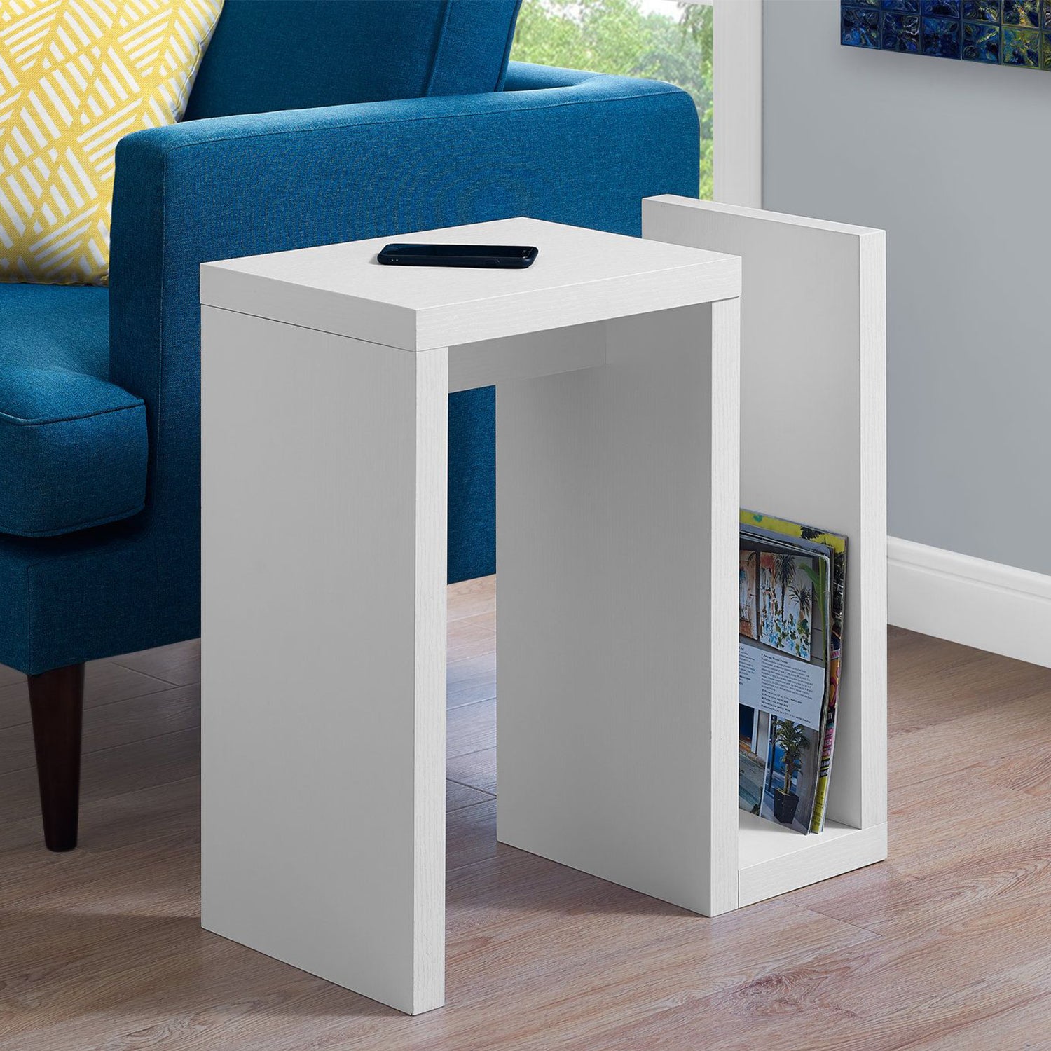 11.5" x 23.5" x 24" White Finish Hollow Core Accent Table