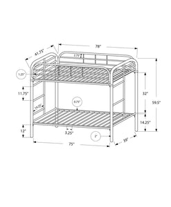 41.75" x 78" x 59.5" Black Metal Bunk Bed Twin Twin Size
