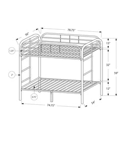 Full Full Size Silver Metal Bunk Bed