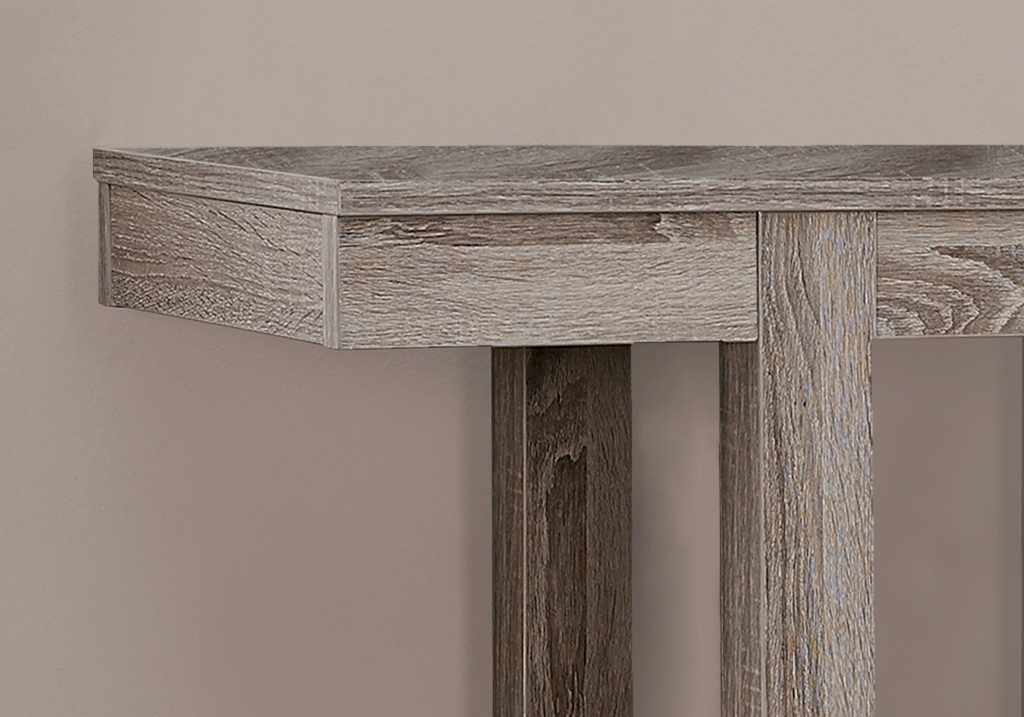 12" x 31.5" x 34" Dark Taupe Finish Hollow Core Accent Table