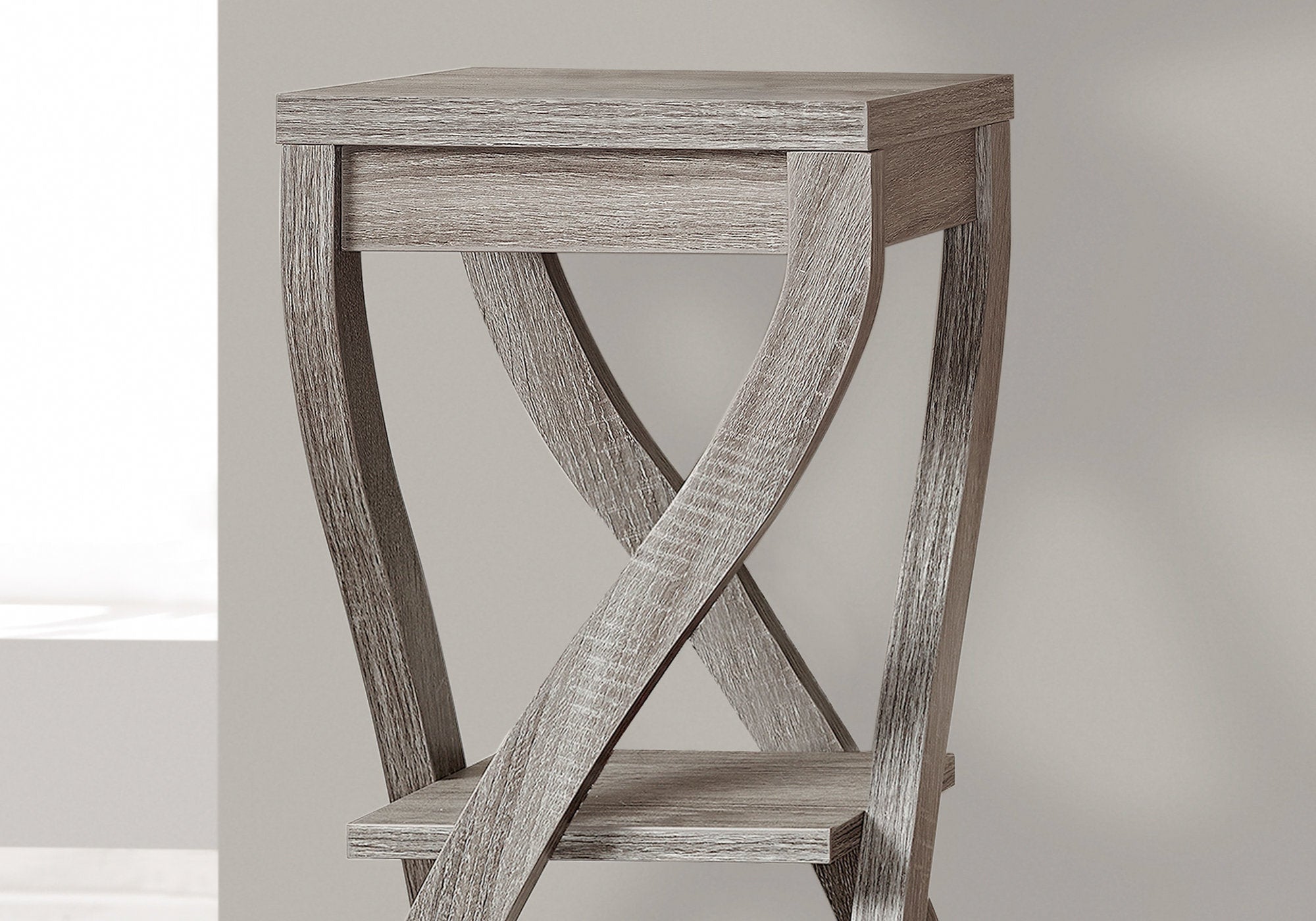 11.5" x 11.5" x 32" Dark Taupe Finish Hollow Core Accent Table