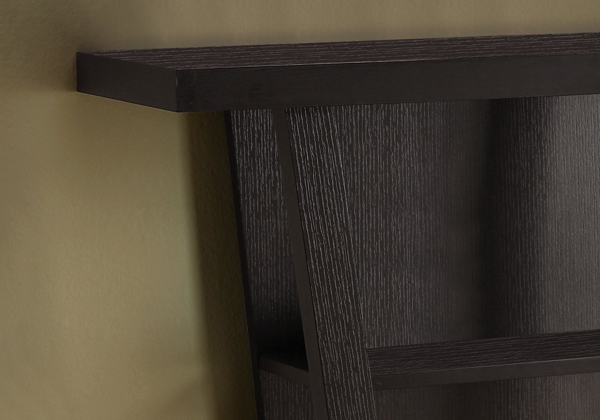 11.5" x 31.5" x 33.75" Cappuccino Finish Hollow Core Accent Table