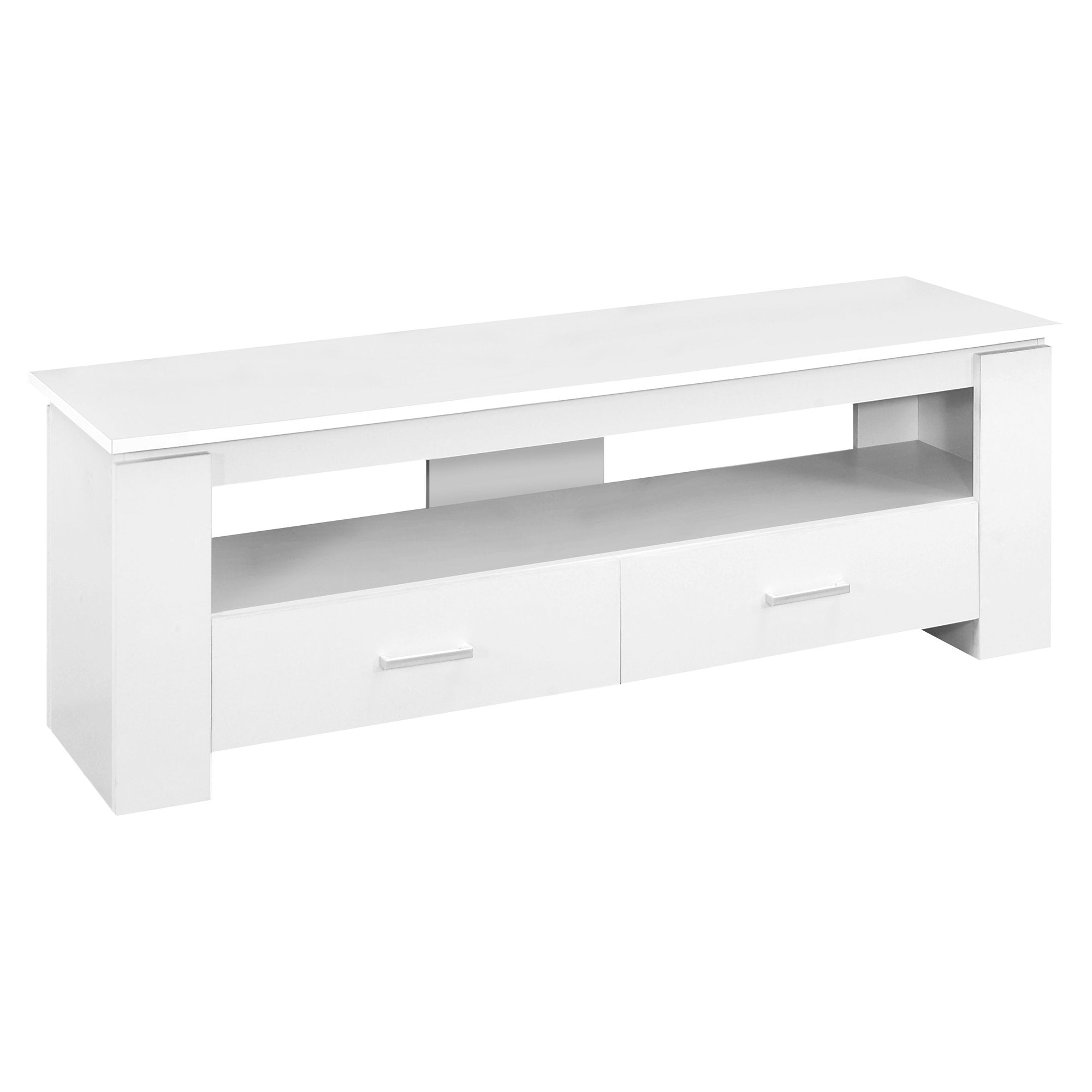 16.25" Cappuccino Particle Board and Laminate TV Stand with 2 Storage Drawers