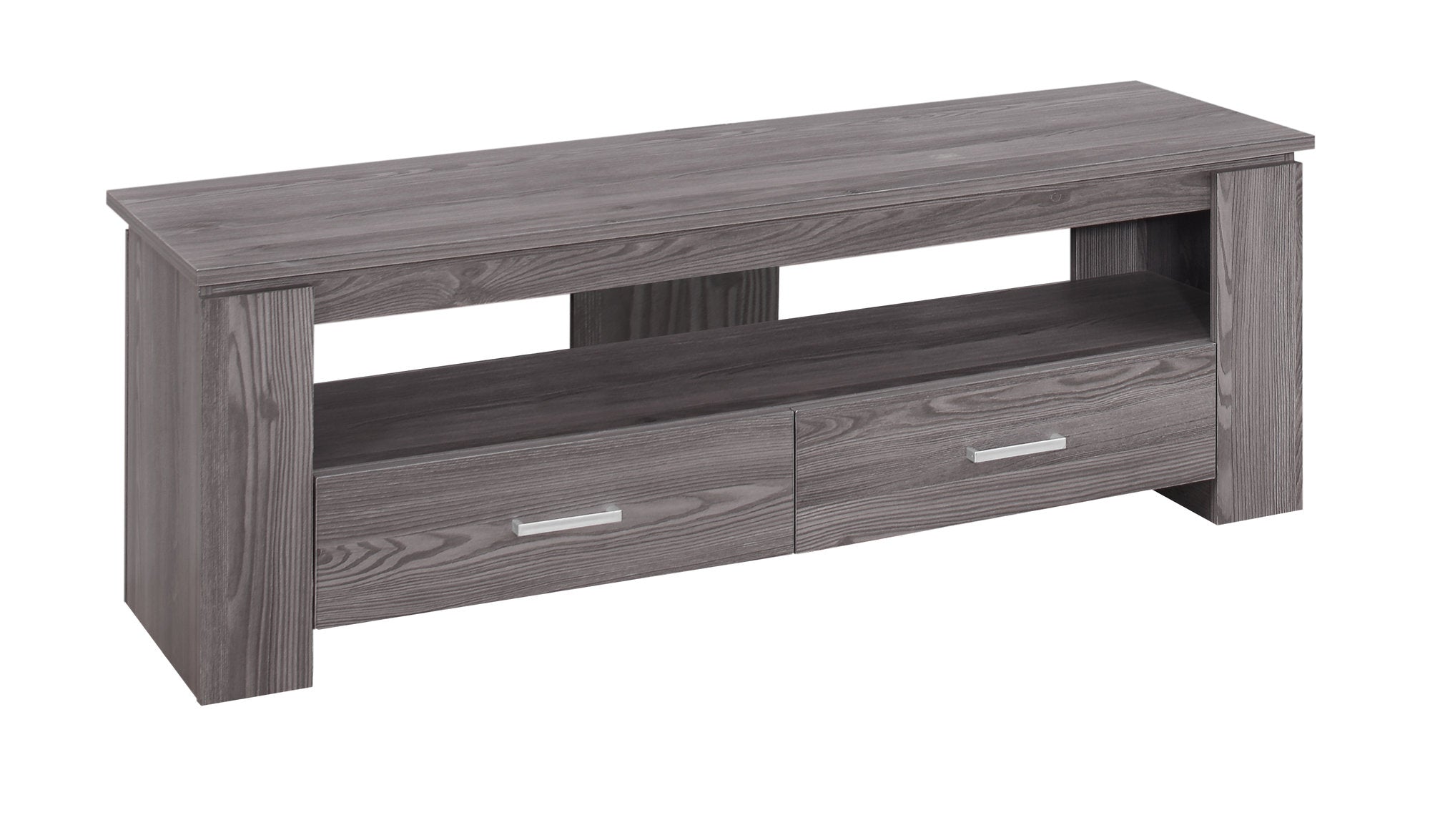 16.25" Cappuccino Particle Board and Laminate TV Stand with 2 Storage Drawers