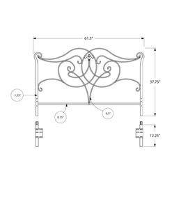 61.5" x 50" Satin BlackFullQueen Size  HeadboardFootboard