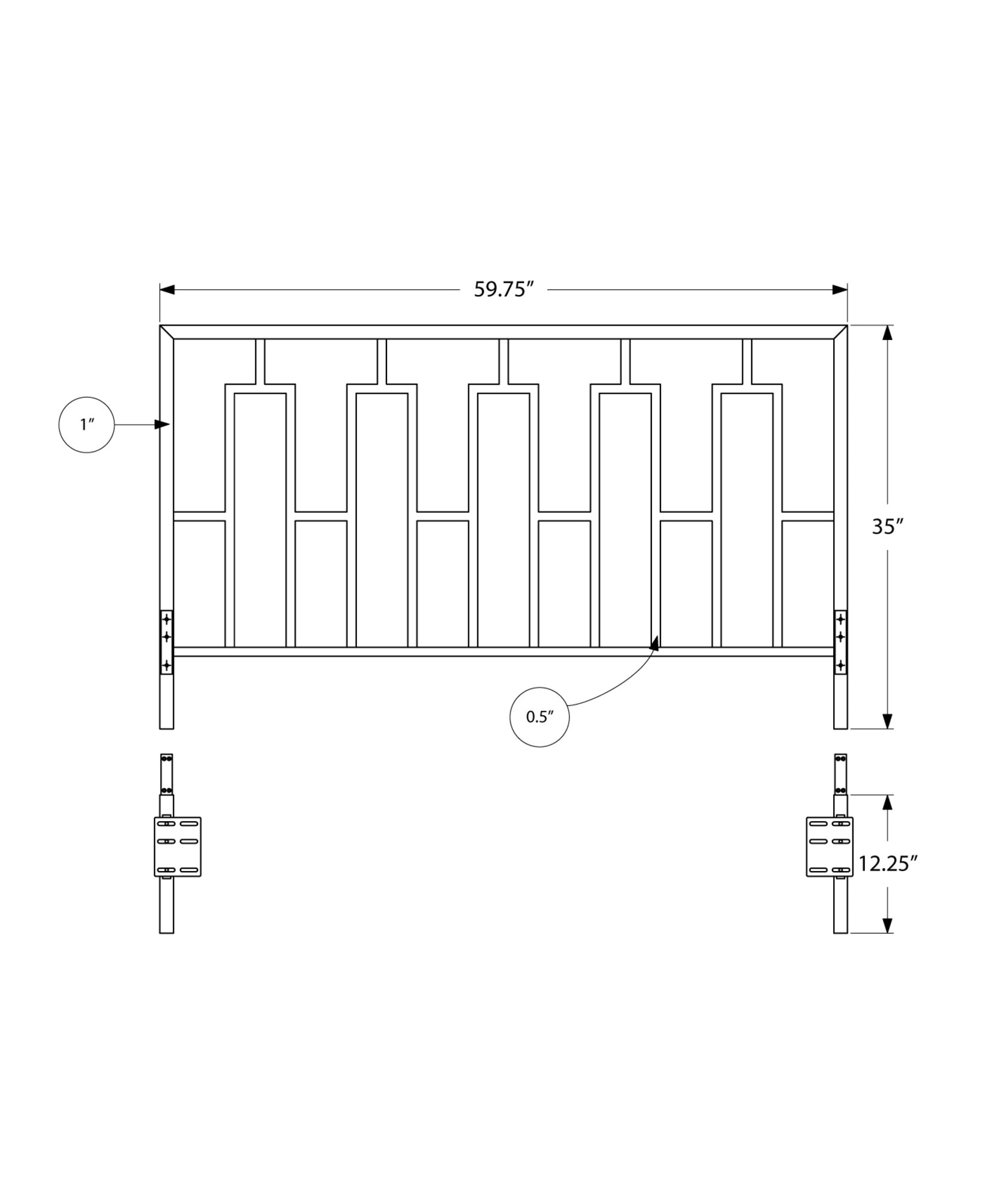59.75" x 47" QueenFull SizeBlack HeadboardFootboard