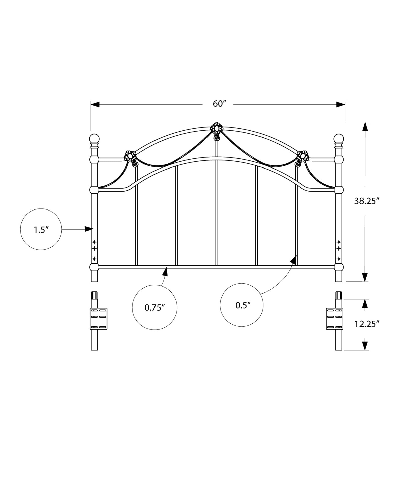 114" x 101" BlackwithFullwithQueen Size  HeadboardwithFootboard
