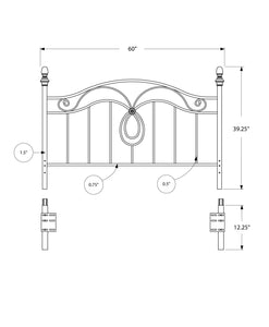 60" x 51" Black  FullwithQueen Size  HeadboardwithFootboard