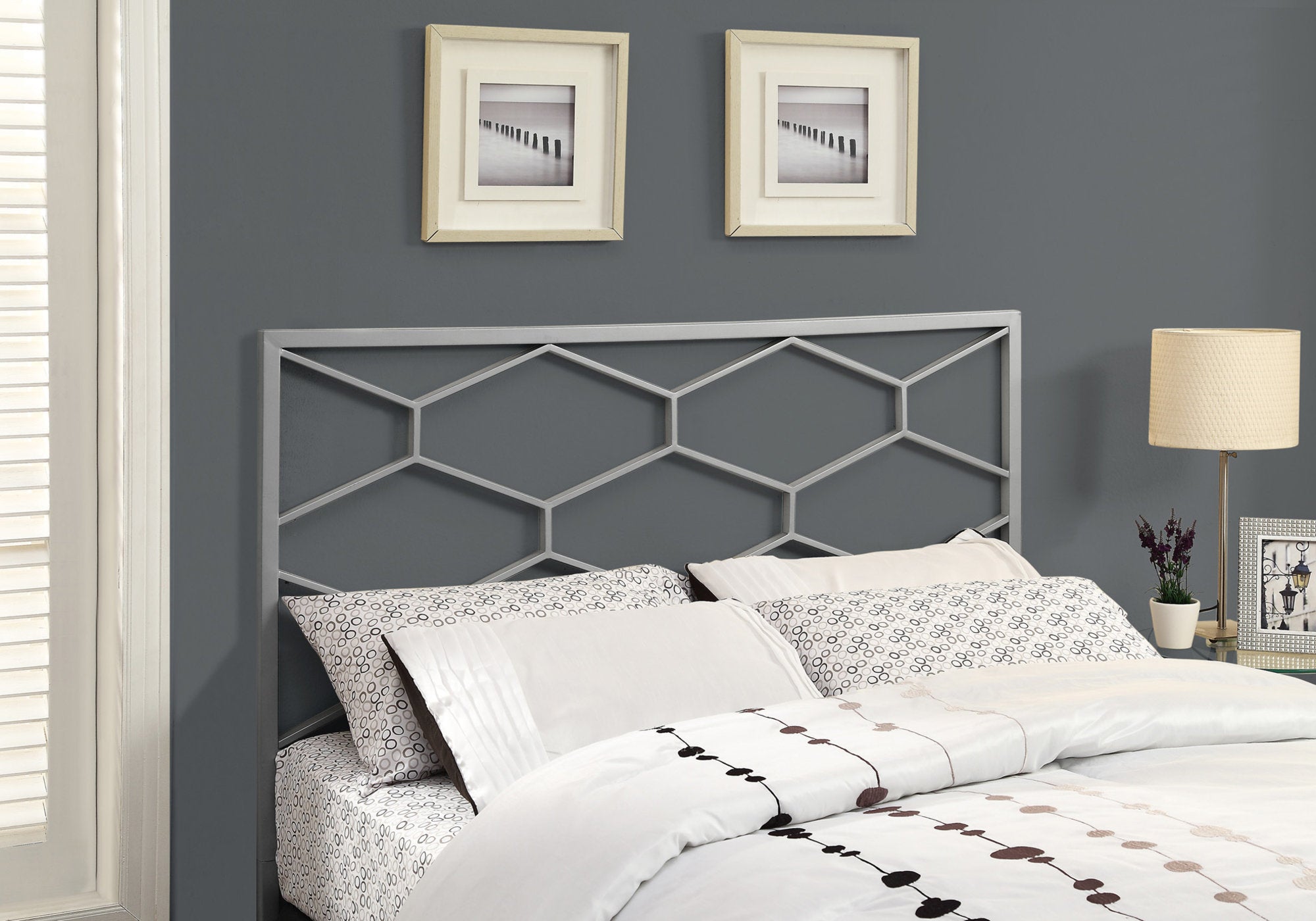 1" x 59.75" x 47" Silver Queen or Full size  Headboard FootBoard