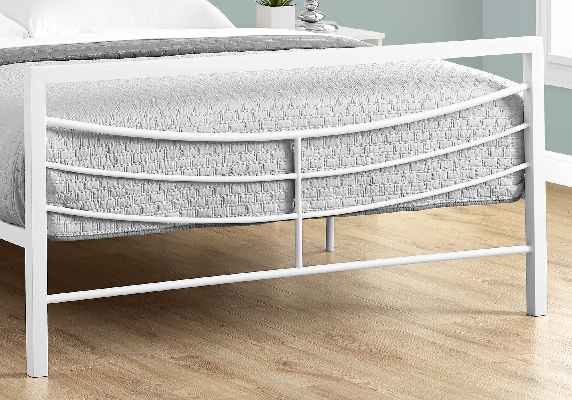 Full Size White Metal Bed Frame Only