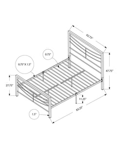 83.25" x 62.75" x 47.75" White Metal  Queen Size Bed
